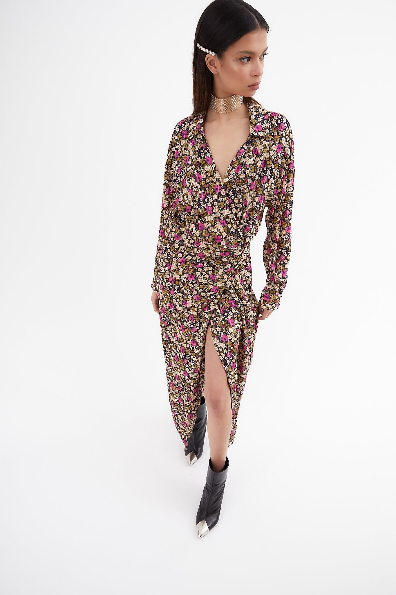 AMANDA FLOR LIB NAVY LUREX DRESS