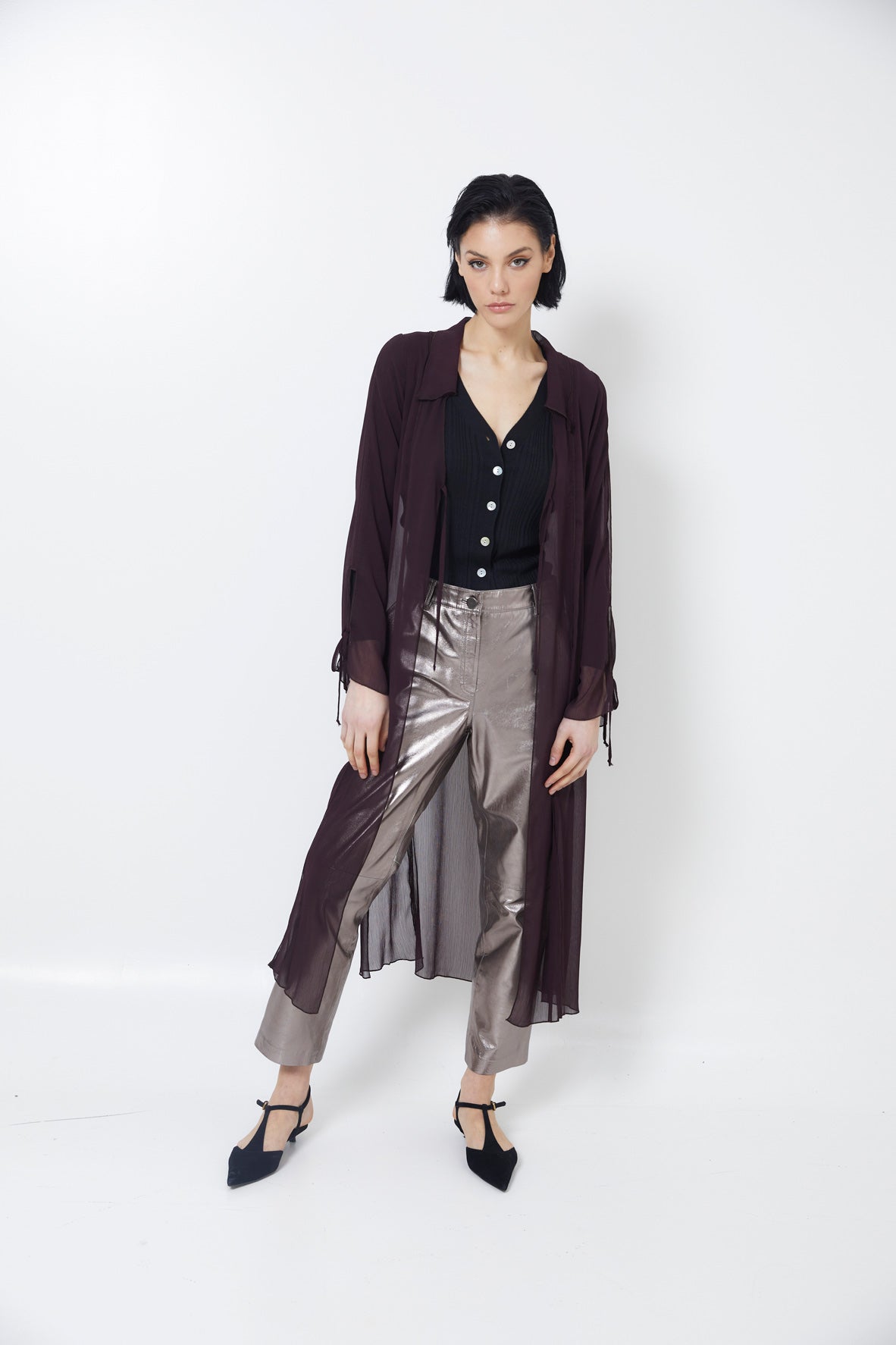 WINE CHIFFON TUNIC