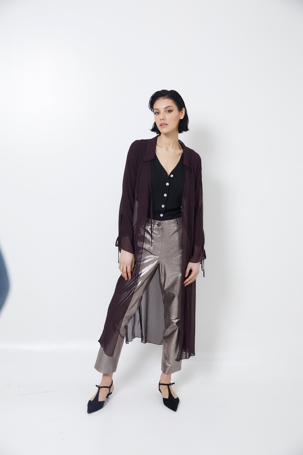 WINE CHIFFON TUNIC