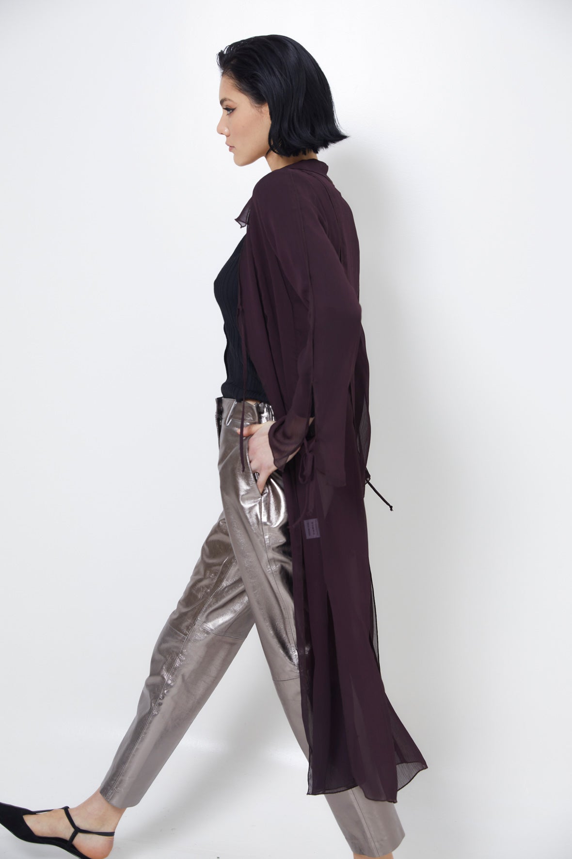 WINE CHIFFON TUNIC