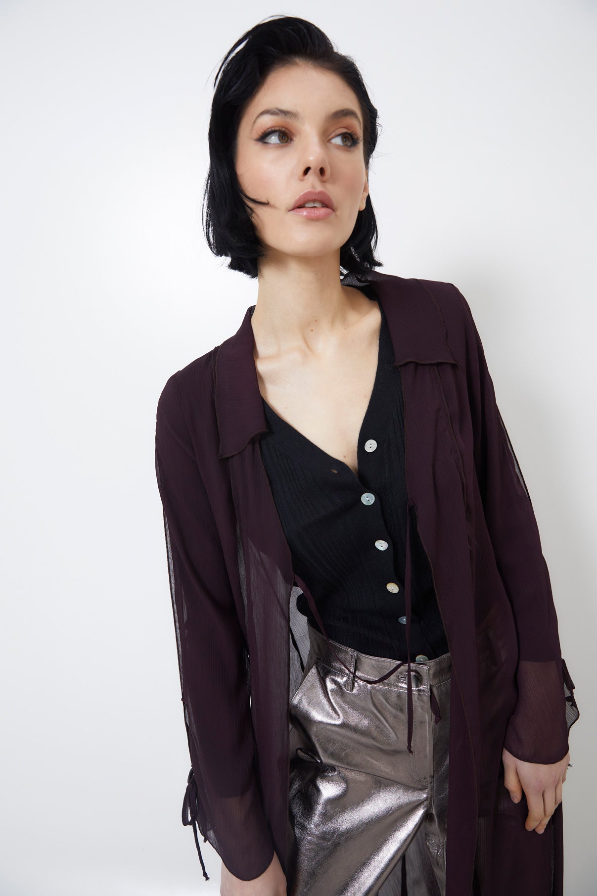 WINE CHIFFON TUNIC