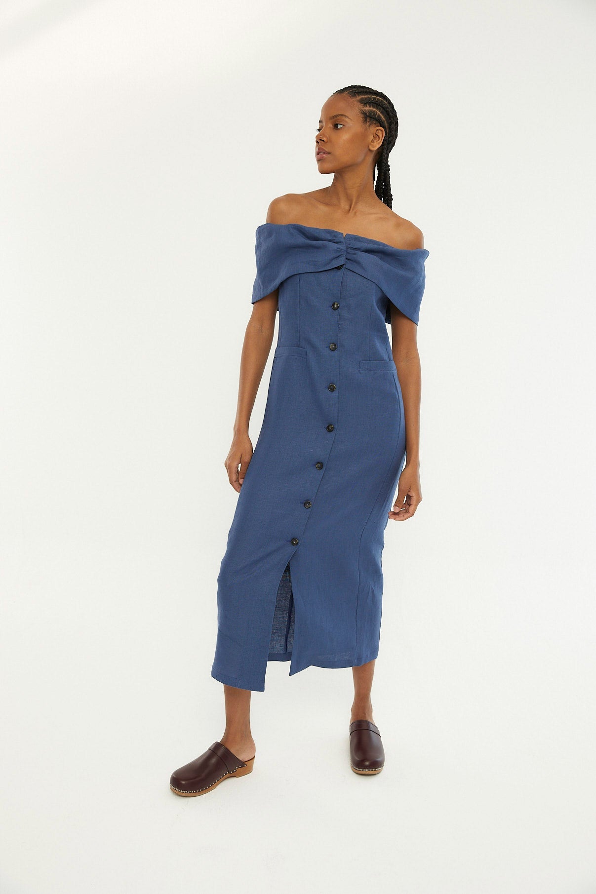 MENORCA BLUE LINEN DRESS