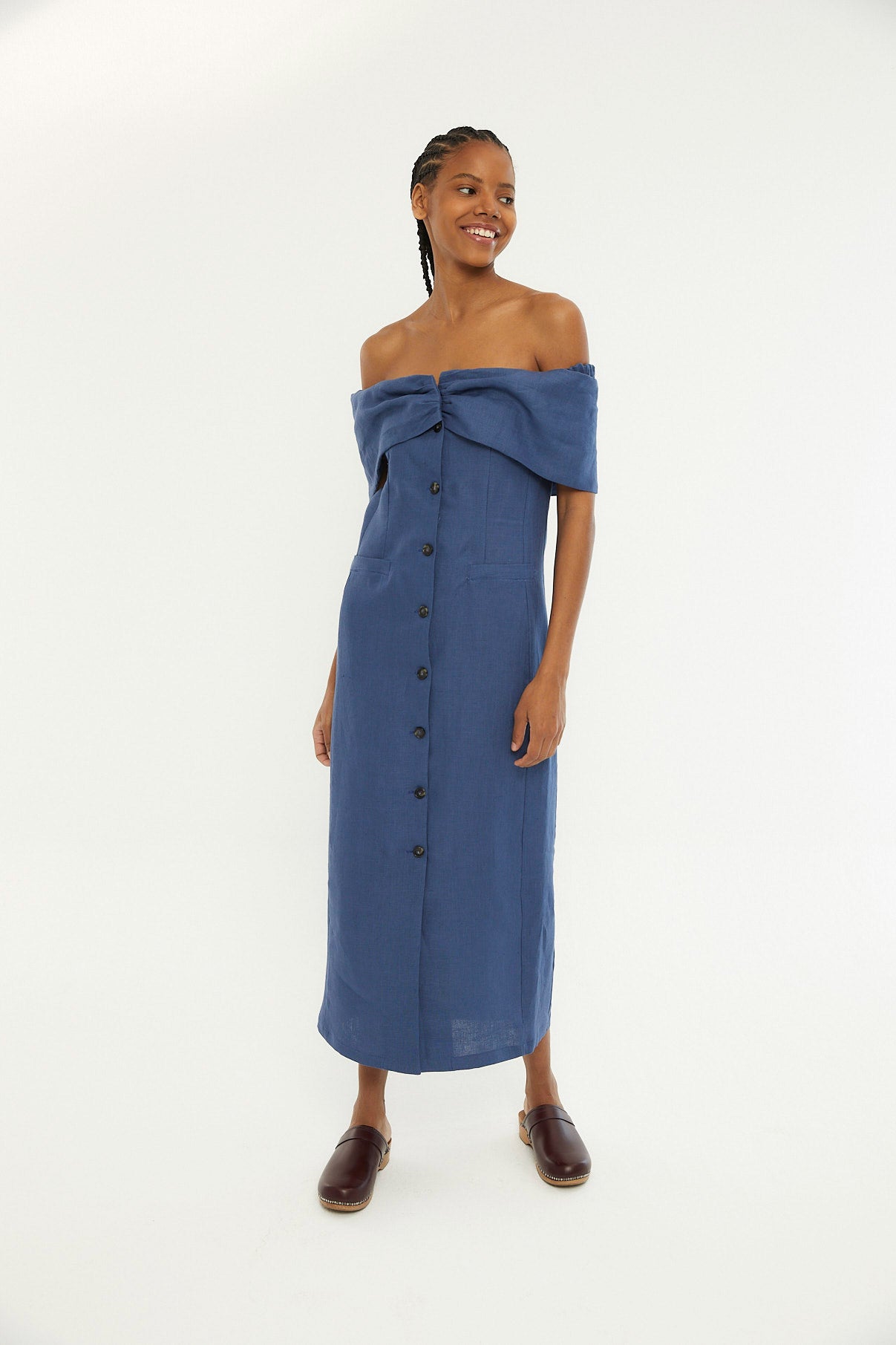 MENORCA BLUE LINEN DRESS