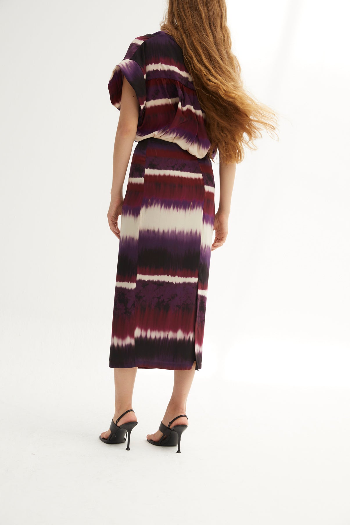 EGGPLANT BLURRED TUBE SKIRT