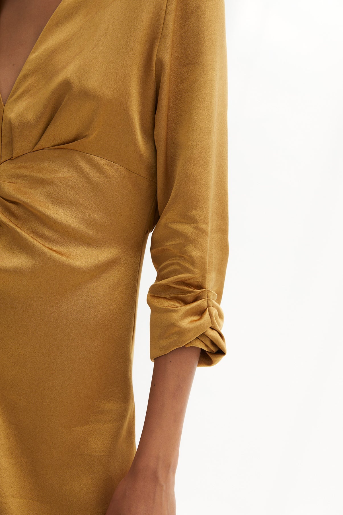 FERNANDA OCHRE SATIN DRESS