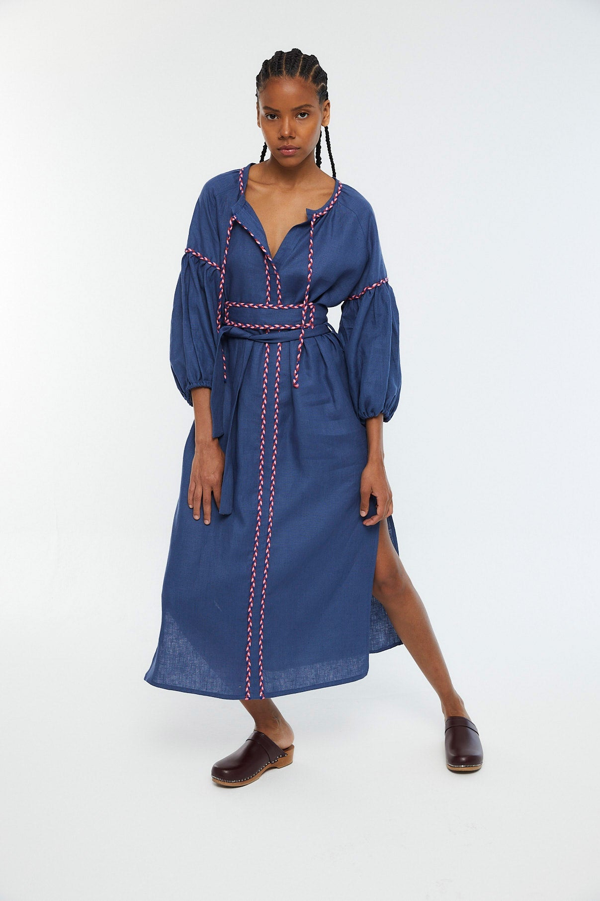 BLACK LINEN TUNIC BLUE