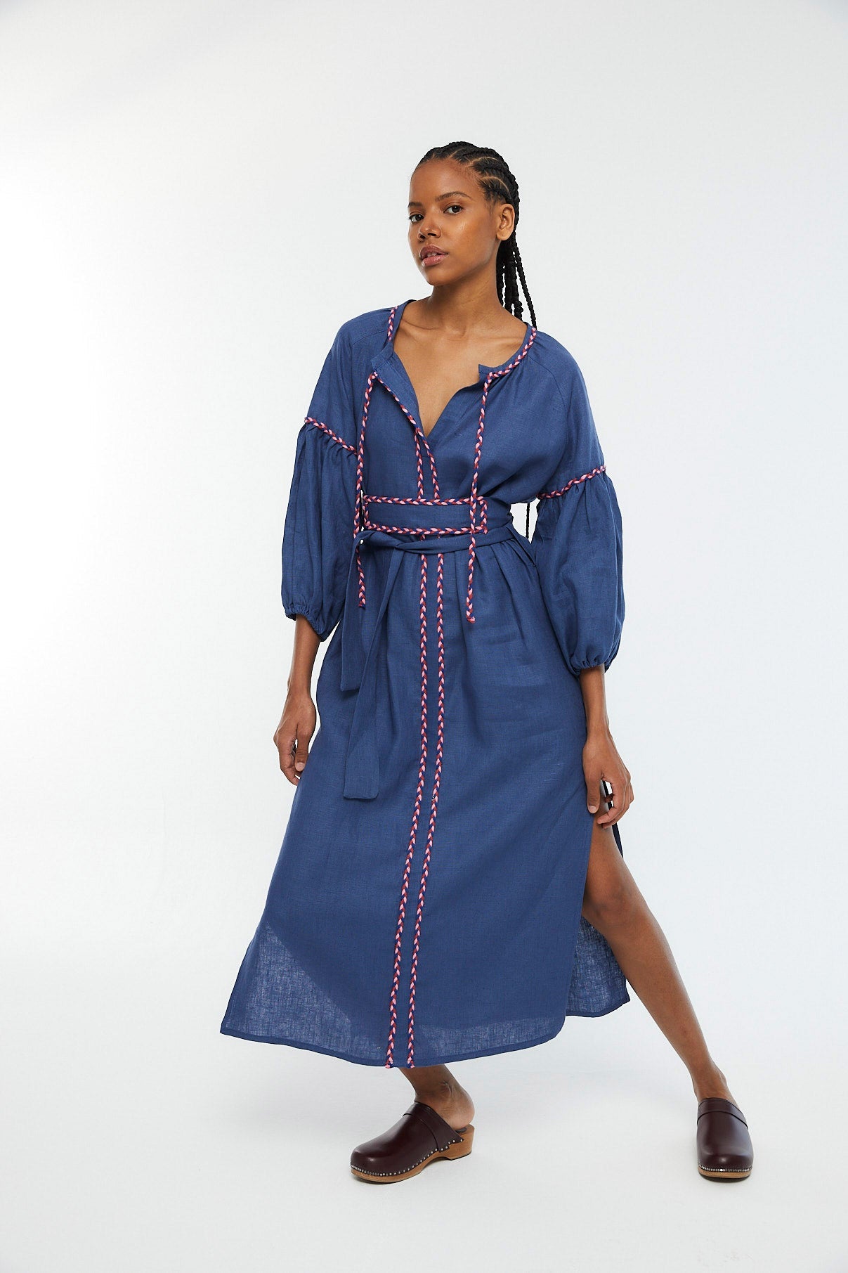 BLACK LINEN TUNIC BLUE