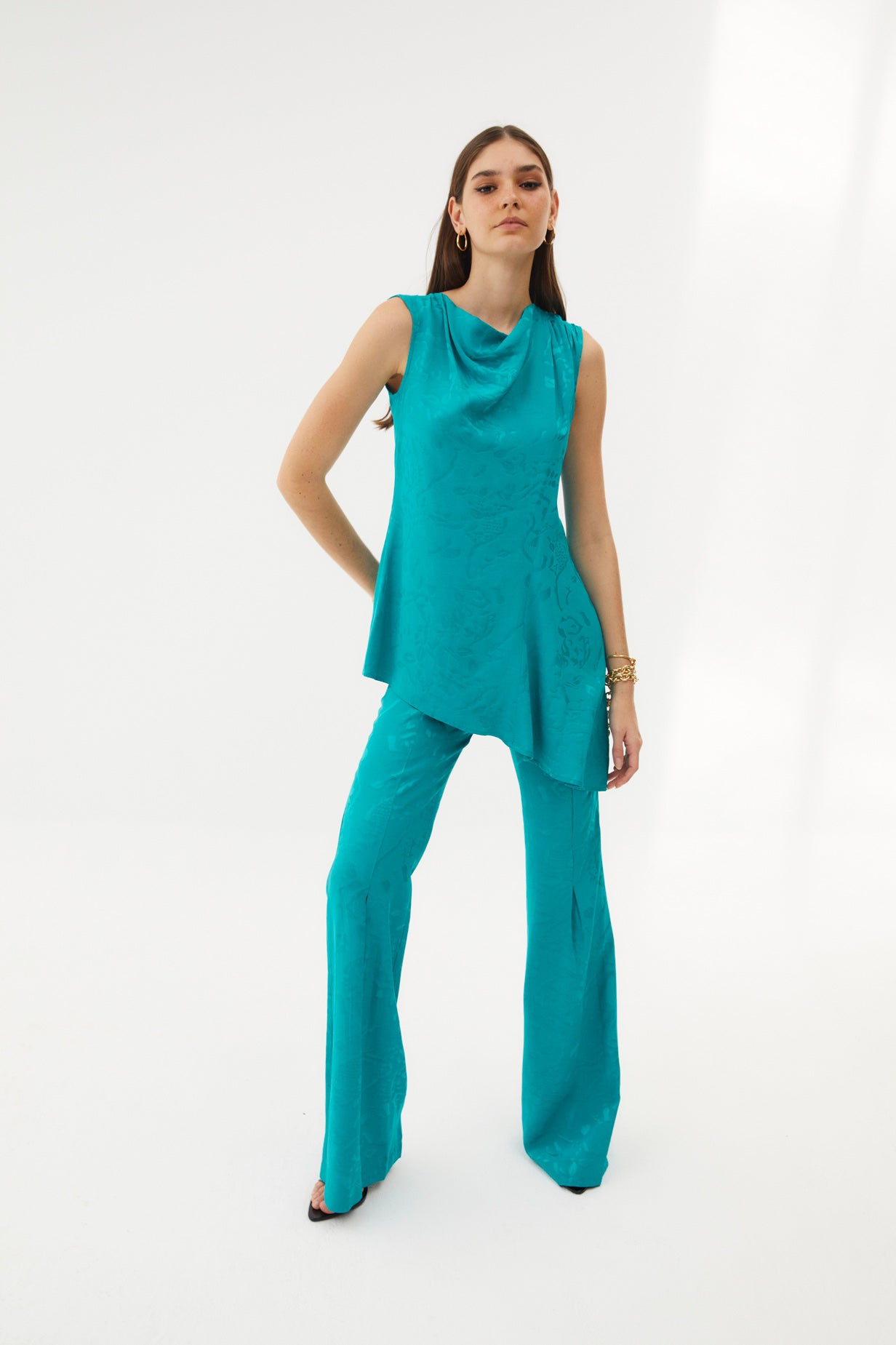 TUNIC SCARF BRANCHES TURQUOISE