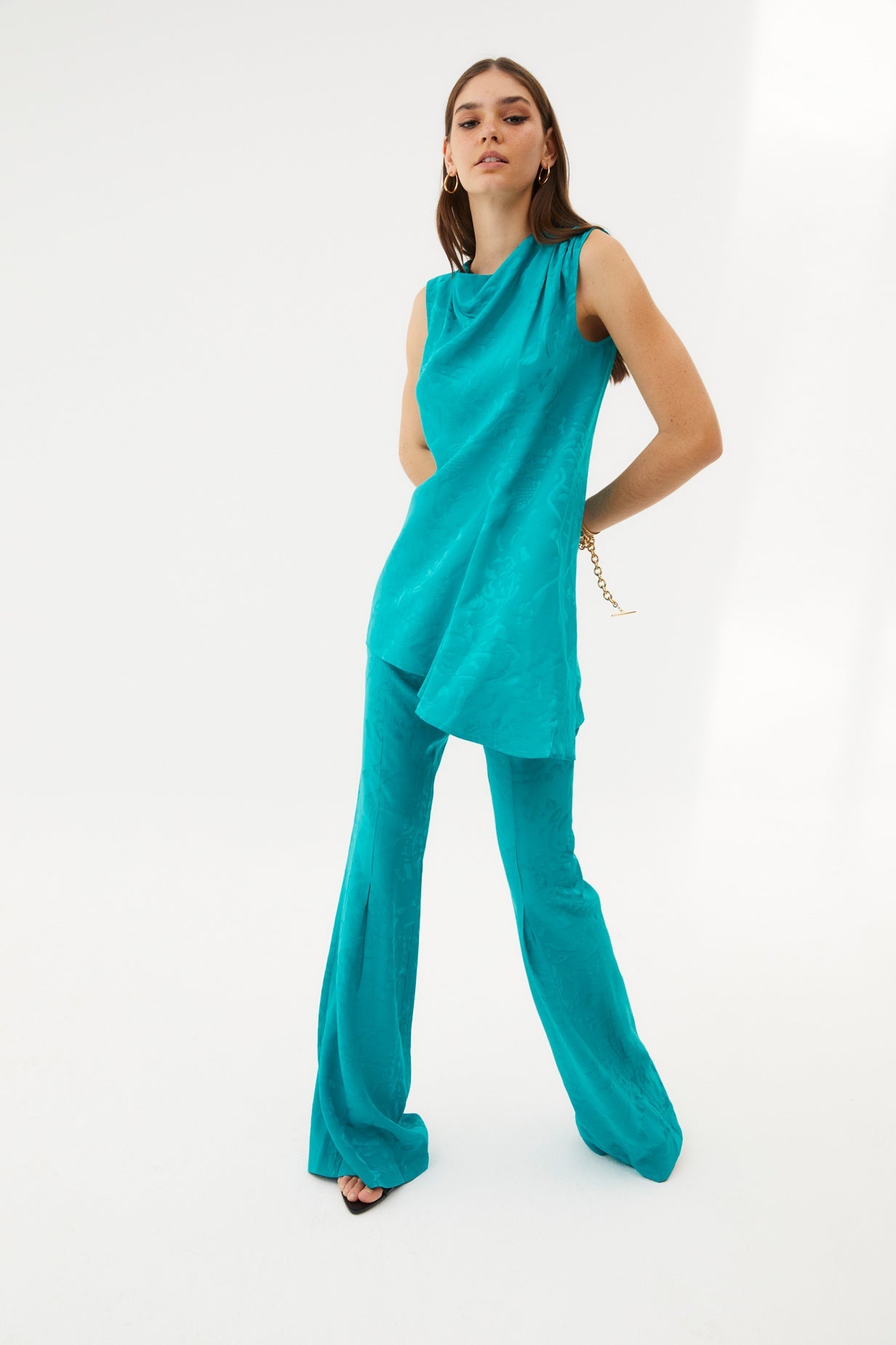 TUNIC SCARF BRANCHES TURQUOISE
