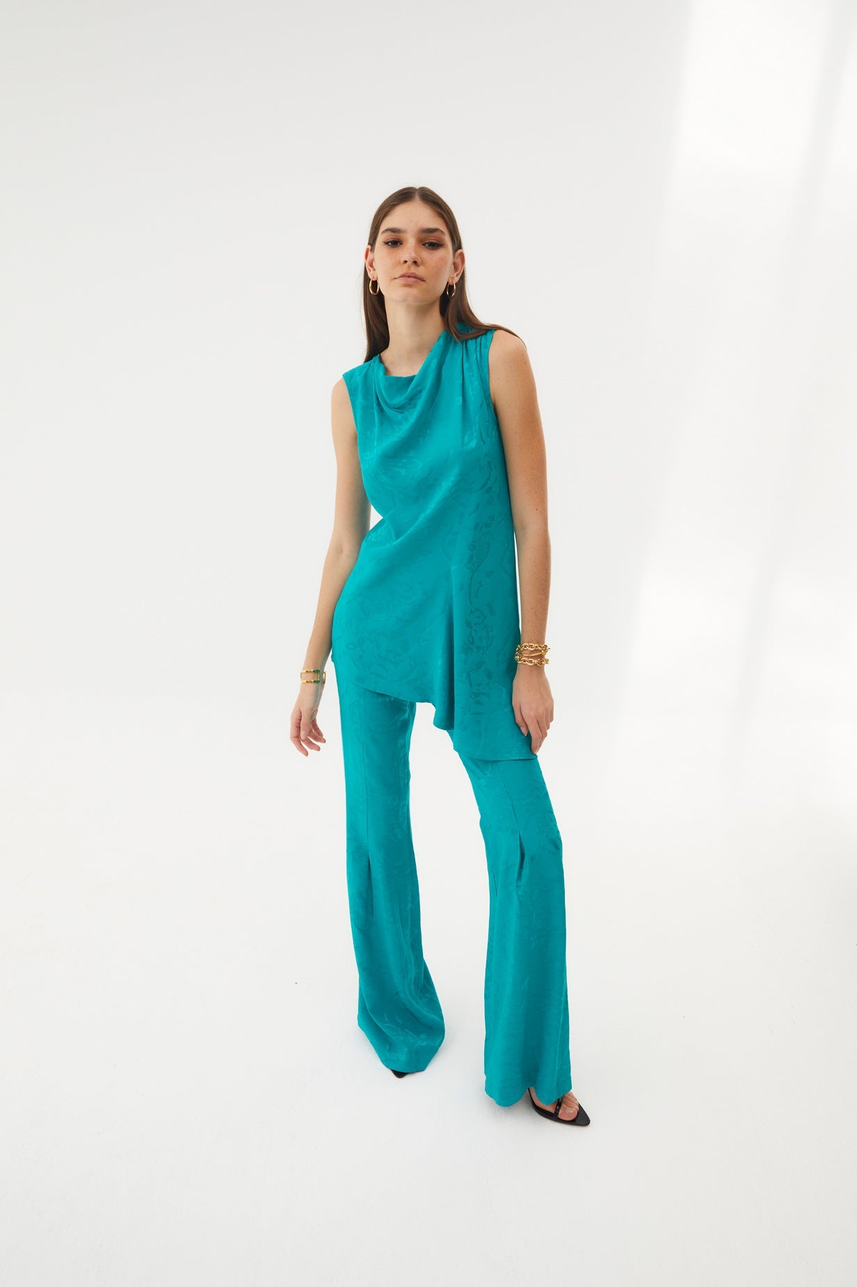 TUNIC SCARF BRANCHES TURQUOISE