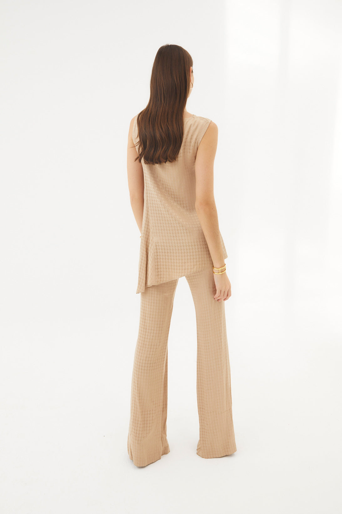HOUNDSTOOTH SCARF TUNIC SAND