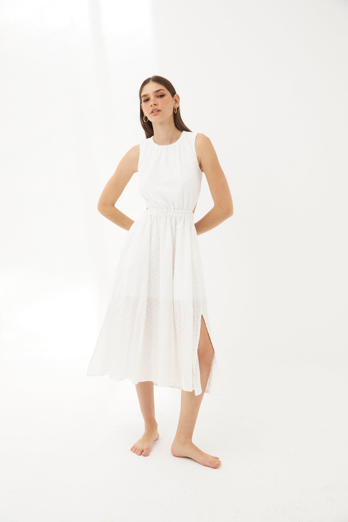 WHITE DIE-CUT MOON DRESS