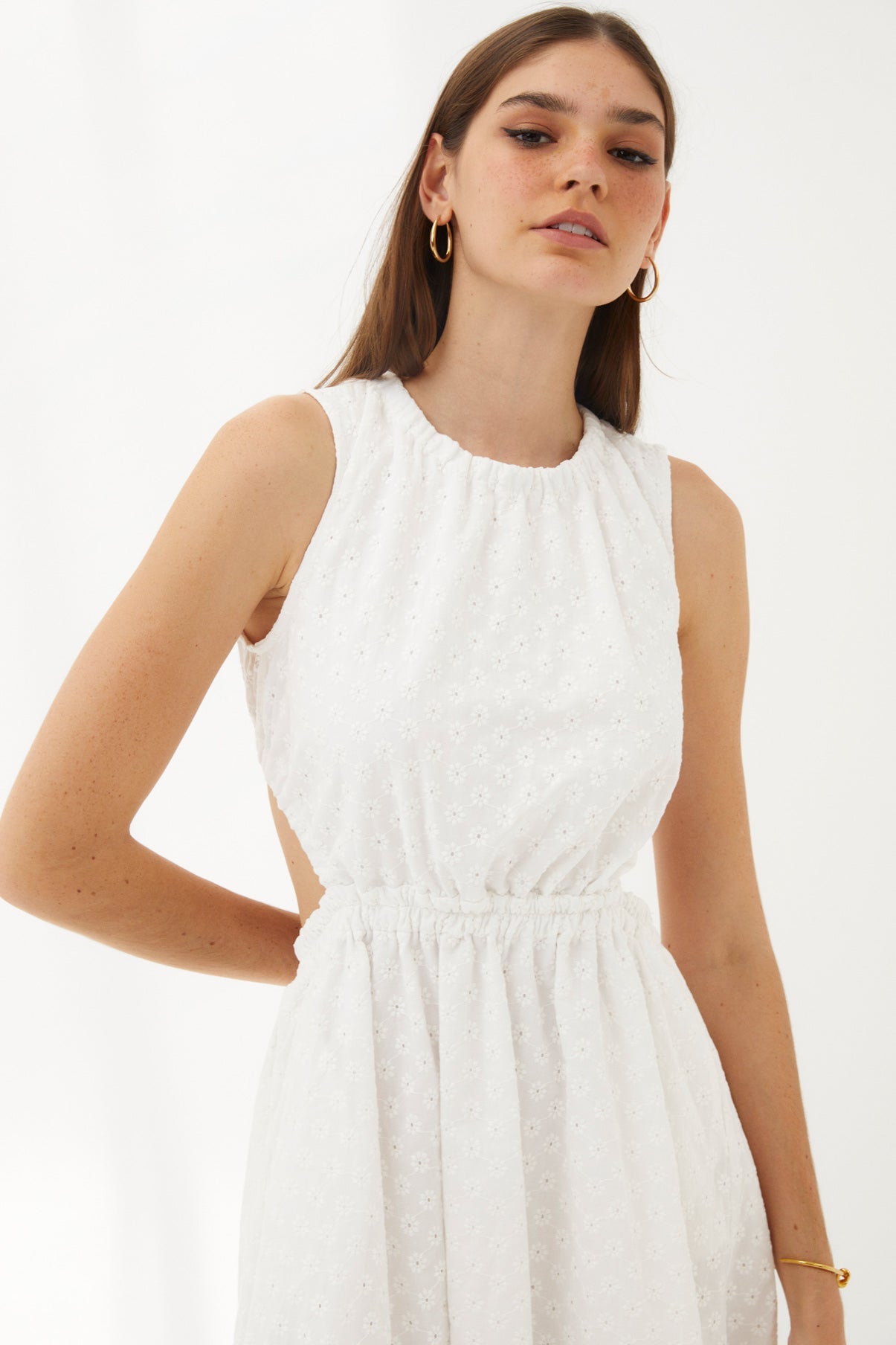 WHITE DIE-CUT MOON DRESS