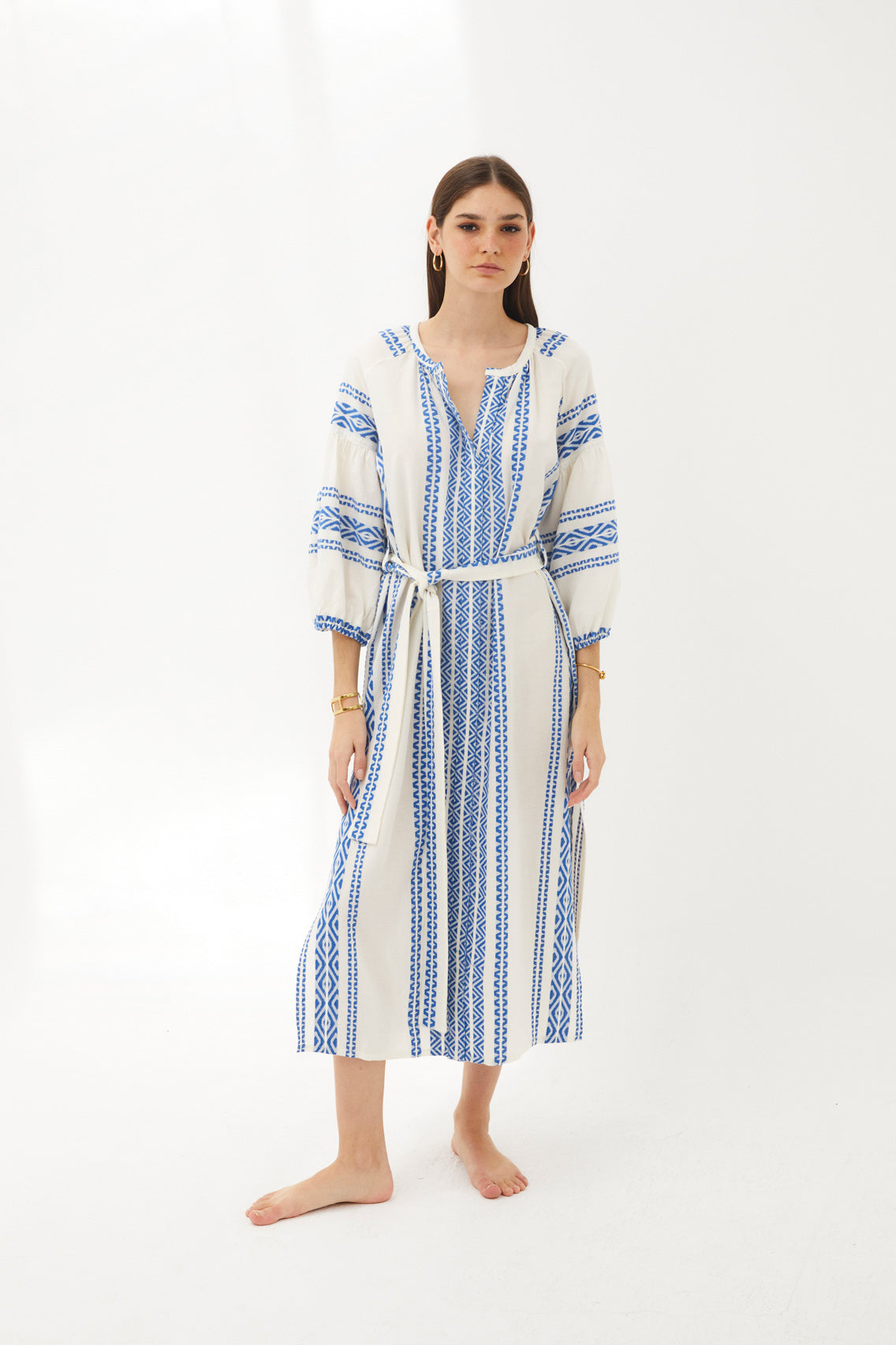 BLACK TUNIC WITH BLUE FRENCH FRINGES