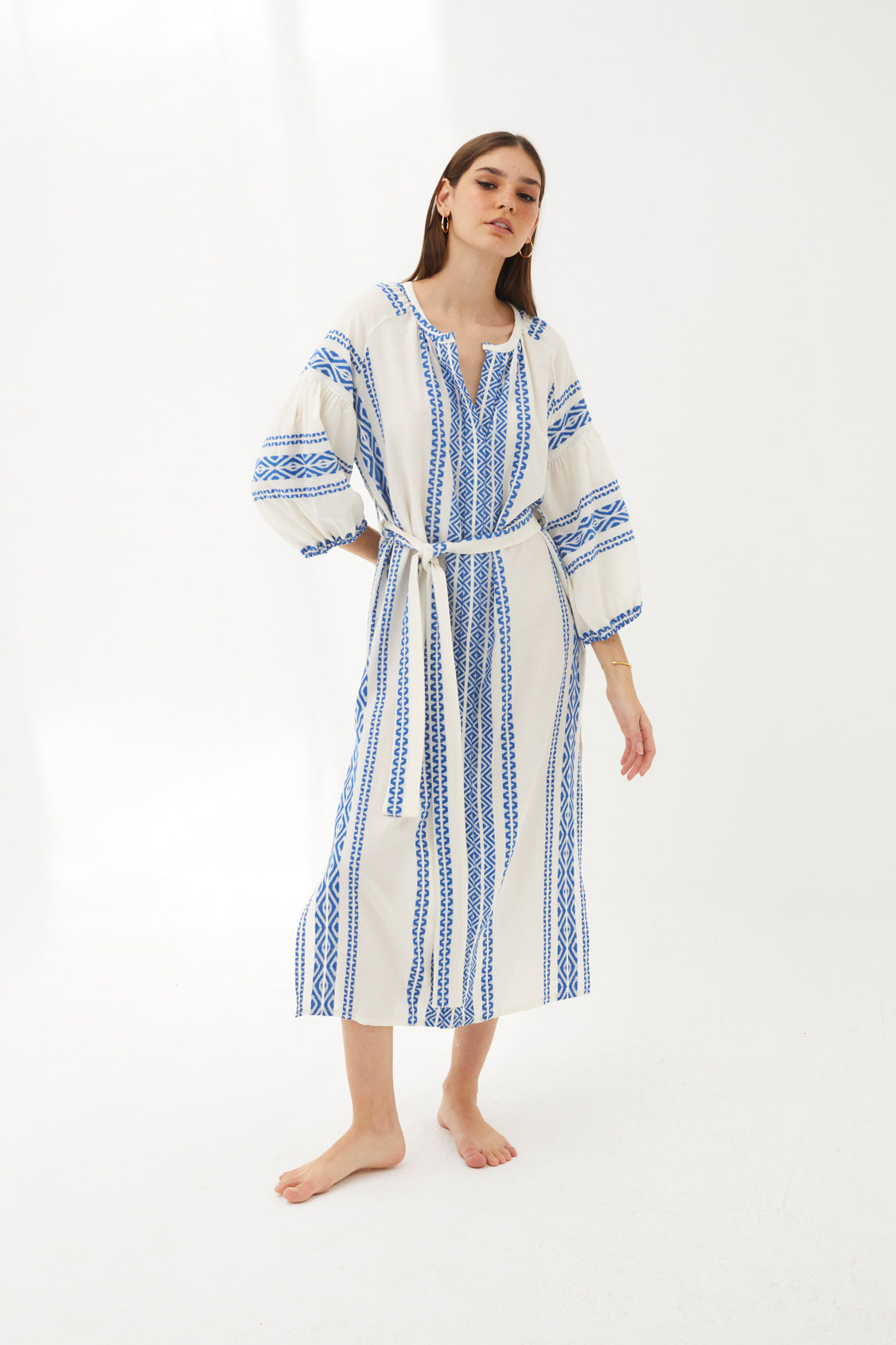 BLACK TUNIC WITH BLUE FRENCH FRINGES
