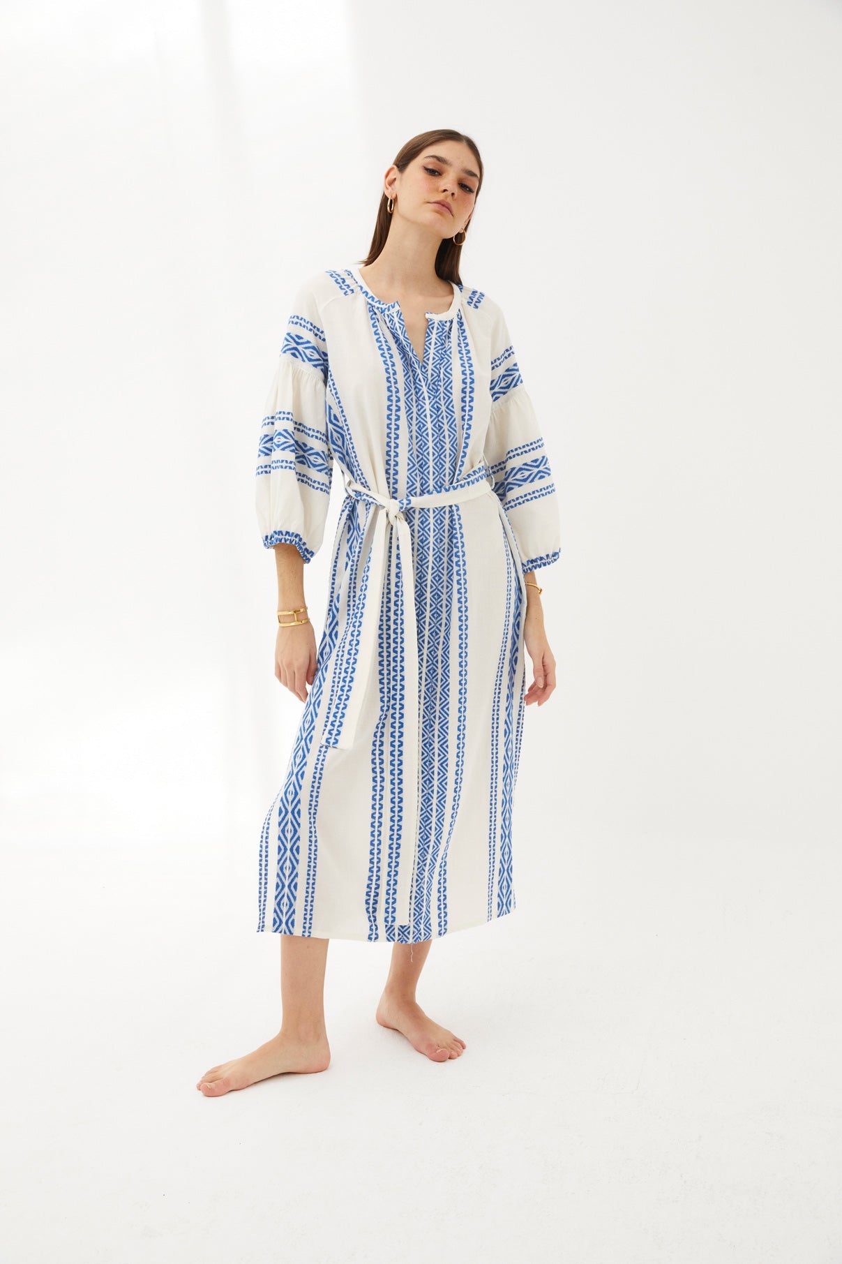 BLACK TUNIC WITH BLUE FRENCH FRINGES