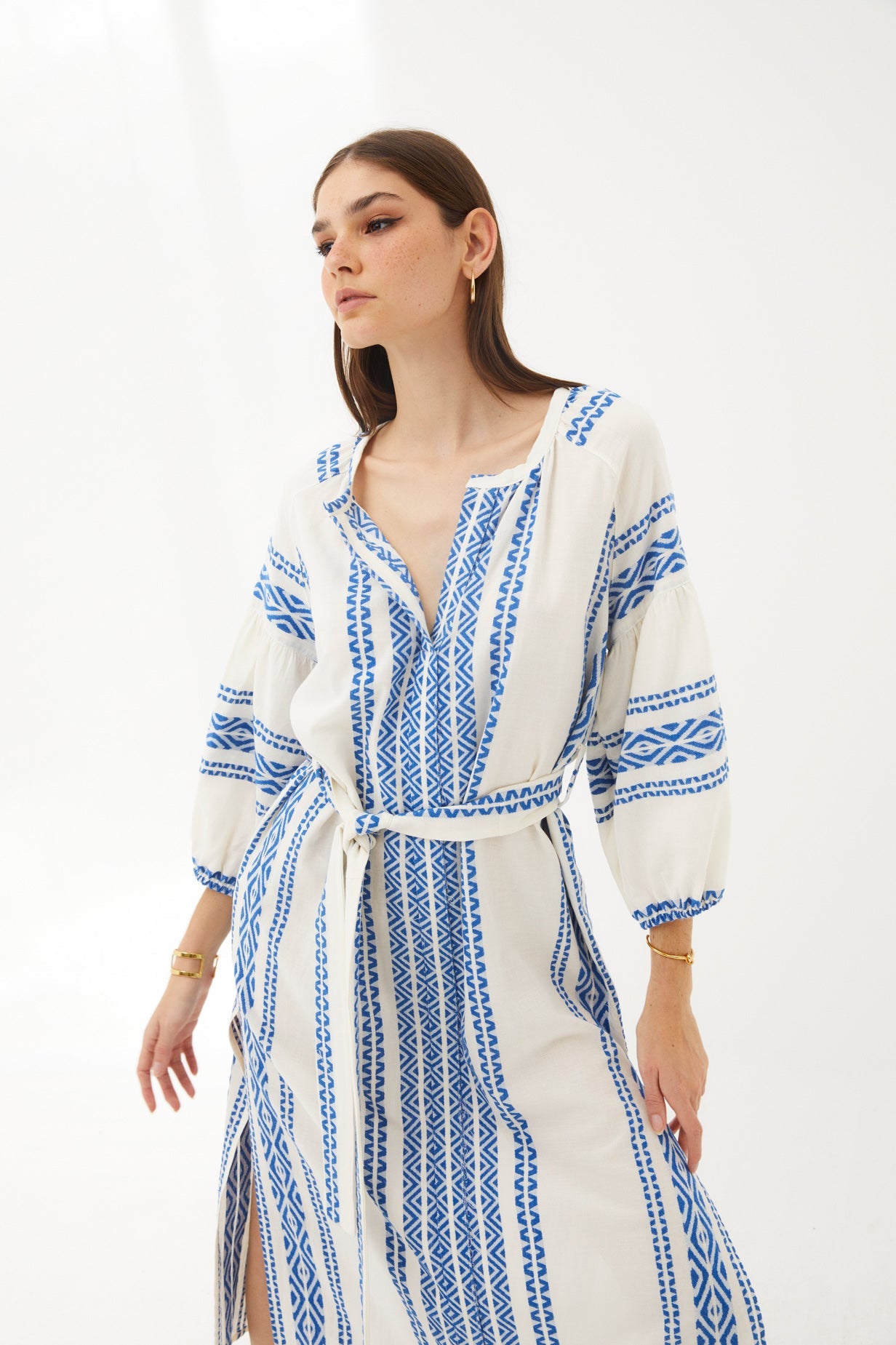 BLACK TUNIC WITH BLUE FRENCH FRINGES