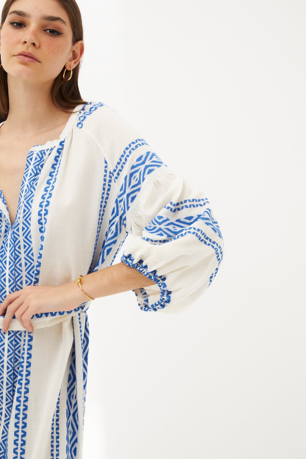 BLACK TUNIC WITH BLUE FRENCH FRINGES