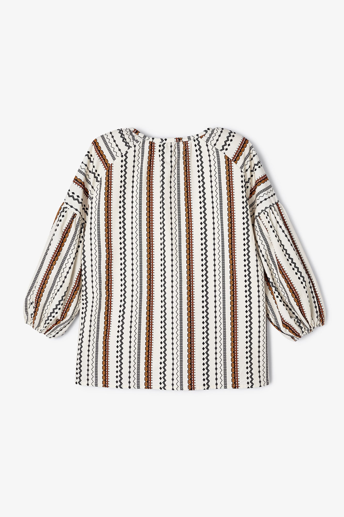 BLACK GEOMETRIC RAW COTTON BLOUSE