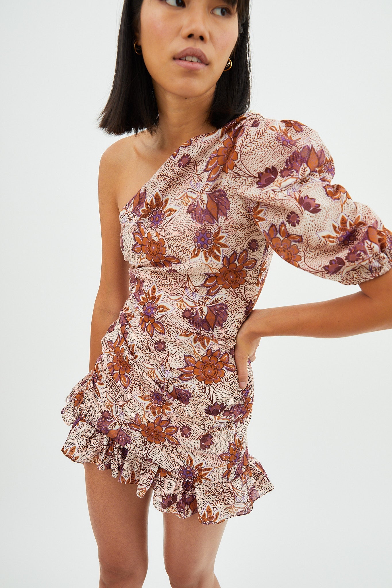 ANA CAMEL FLOWER DRESS