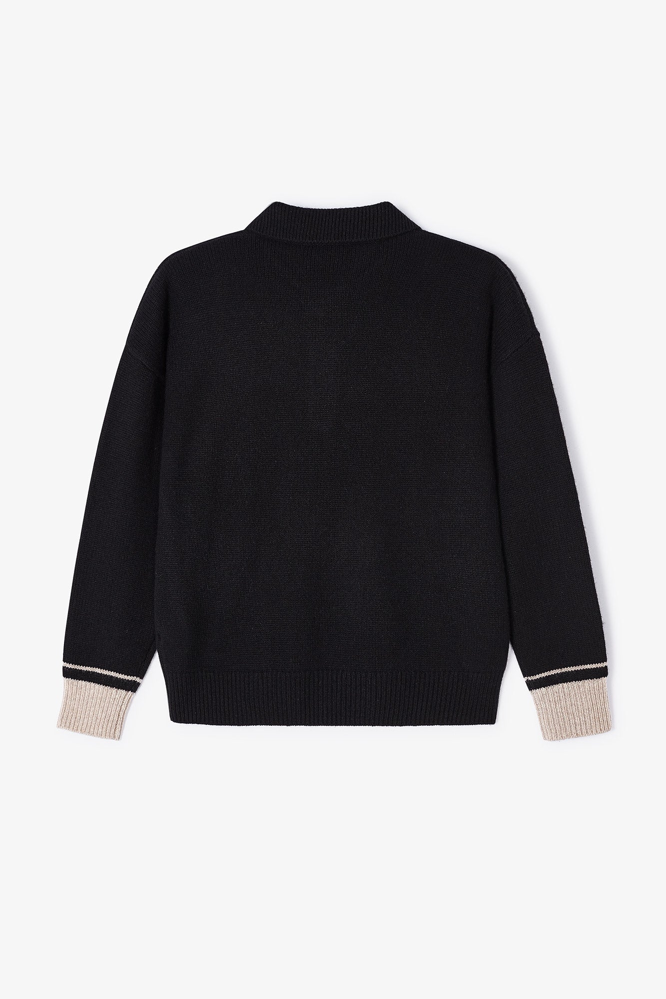 BLACK KNITTED POLO JERSEY