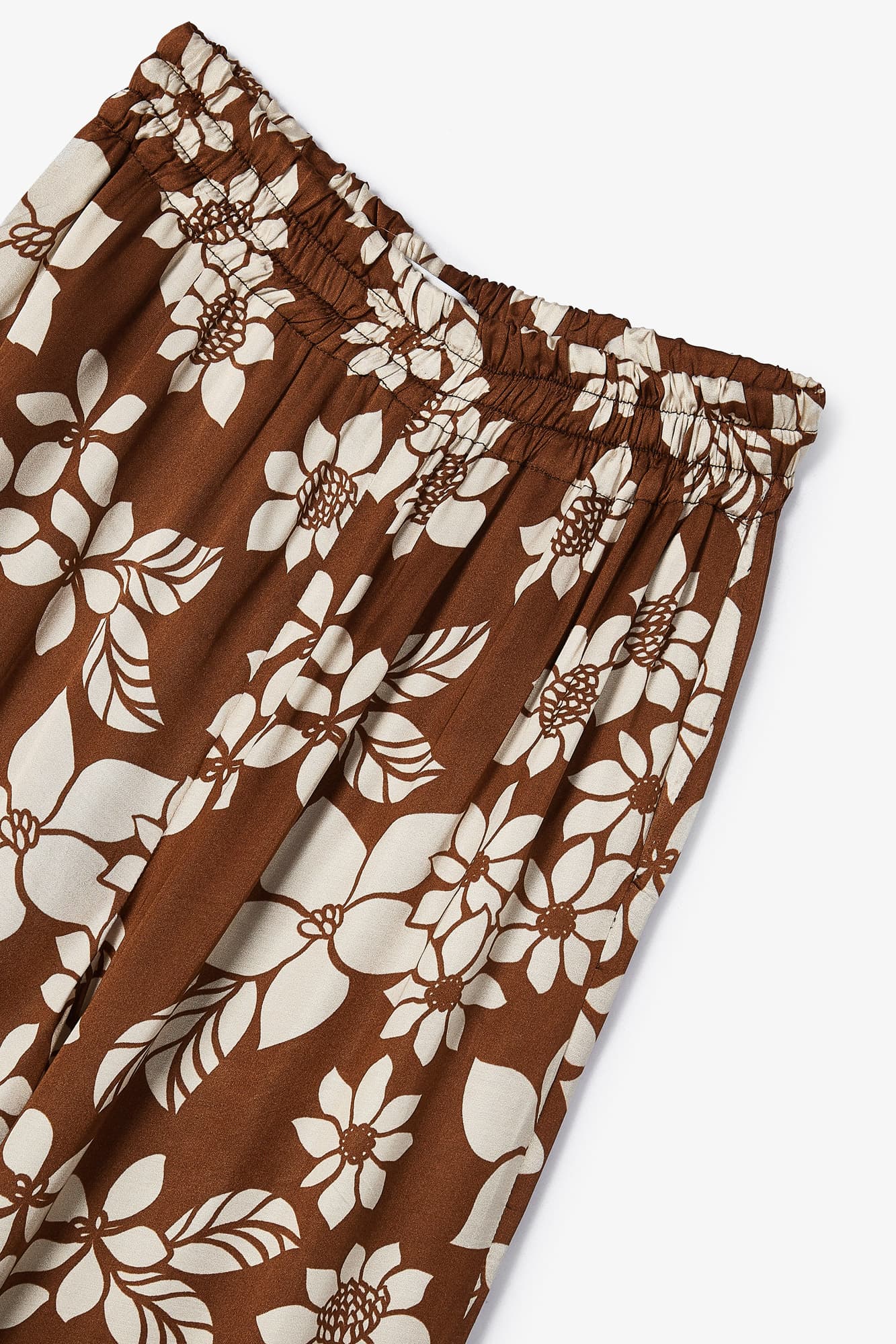 WIDE LEG PANTS WITH BROWN FLOWER