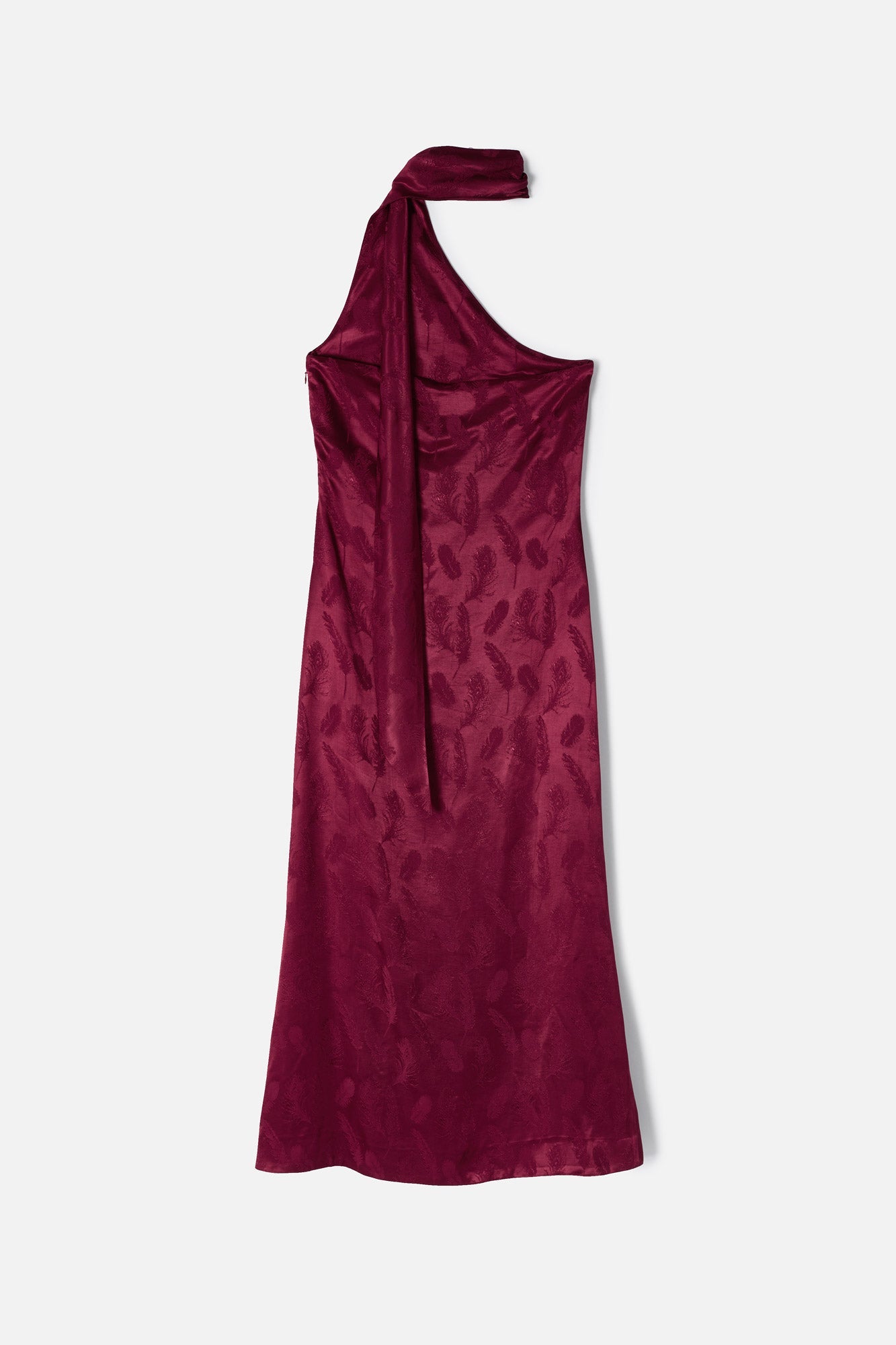 CHERRY FEATHER HALTER DRESS