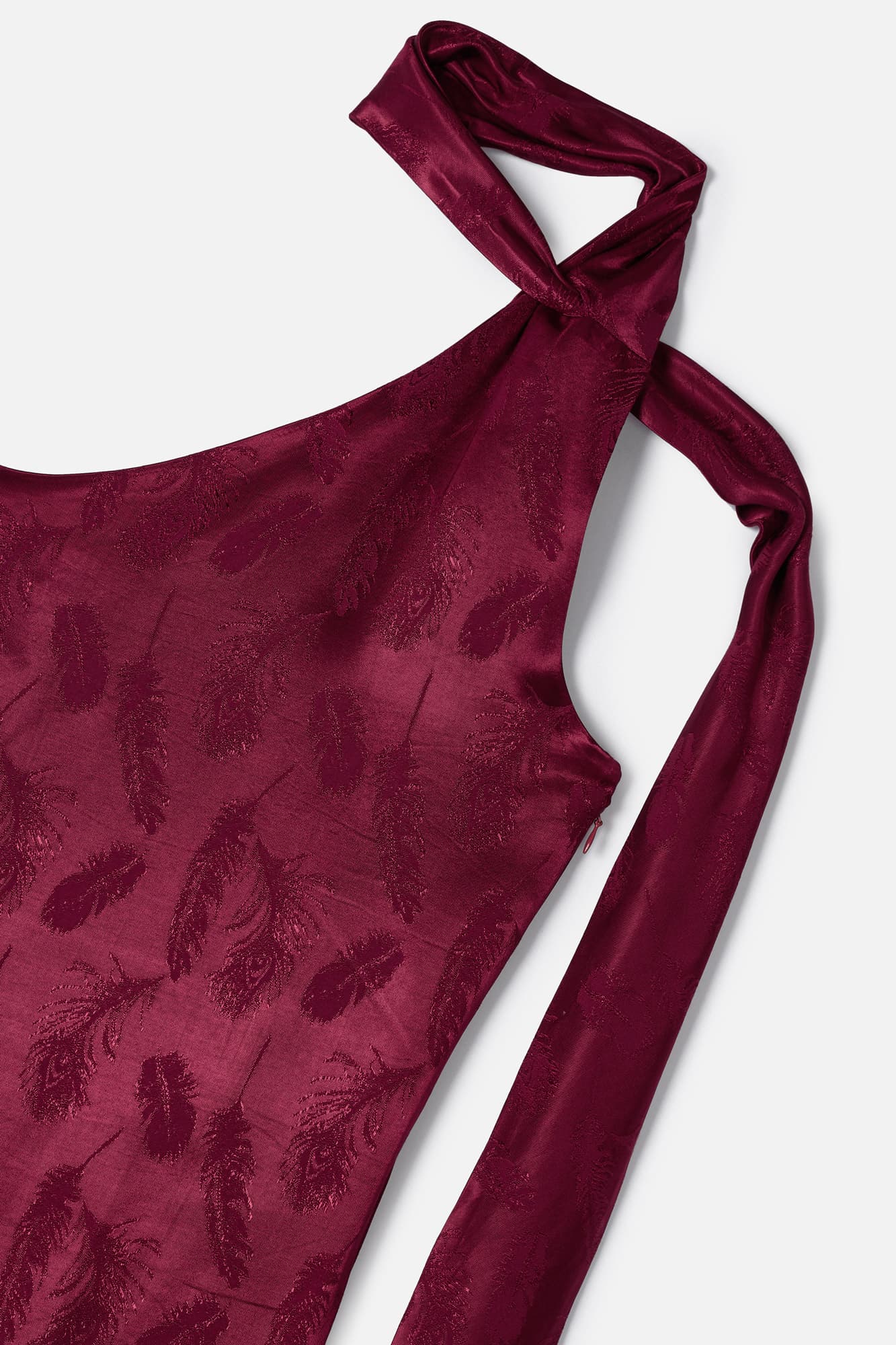 CHERRY FEATHER HALTER DRESS
