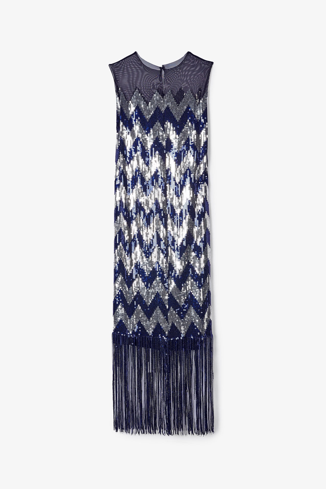 ZIGZAG SEQUIN FRINGE DRESS