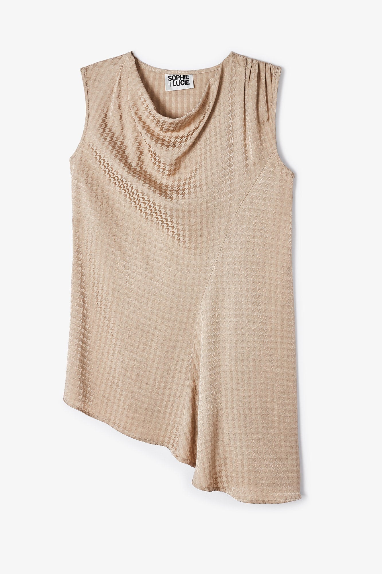 HOUNDSTOOTH SCARF TUNIC SAND