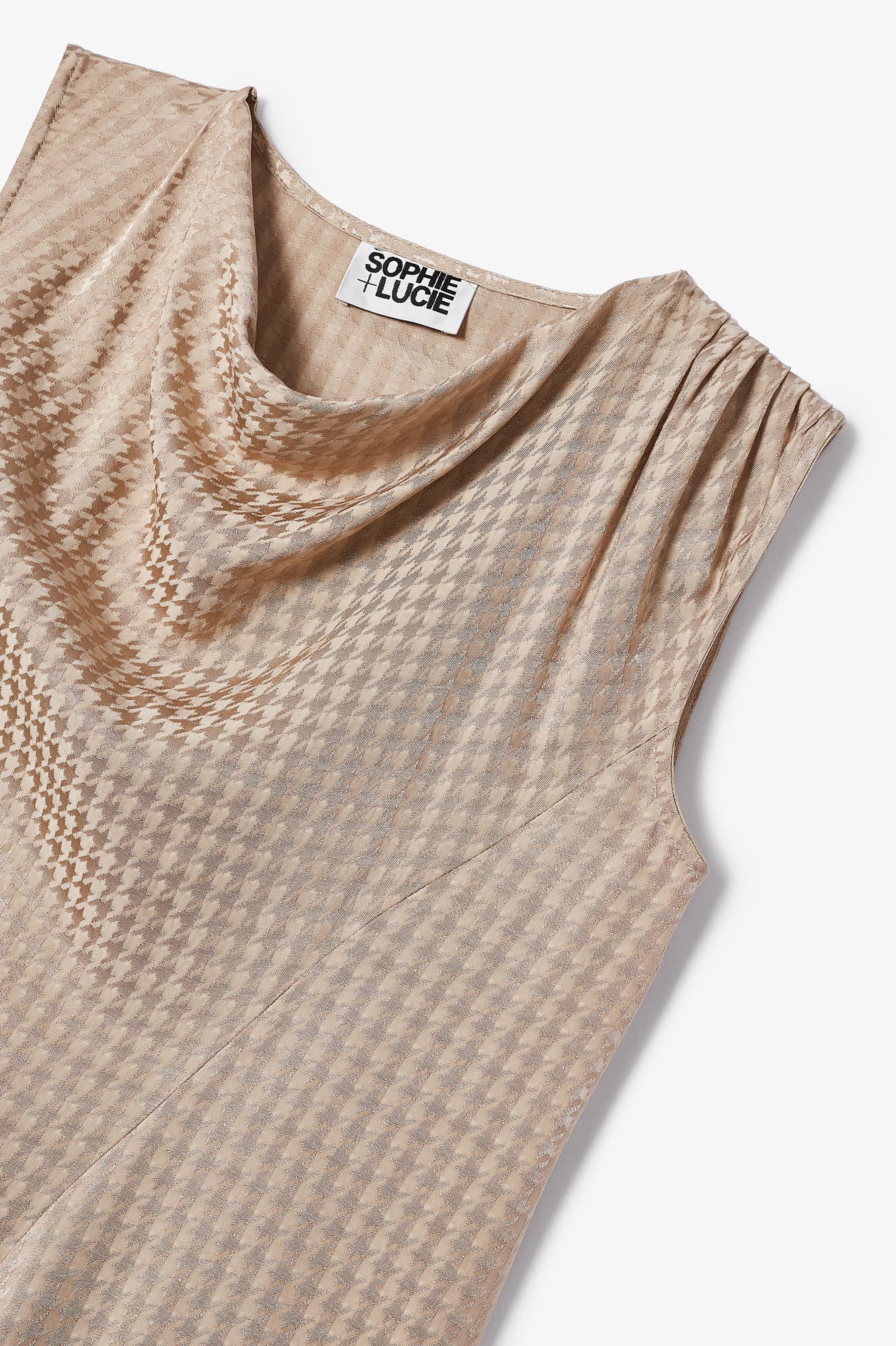 HOUNDSTOOTH SCARF TUNIC SAND