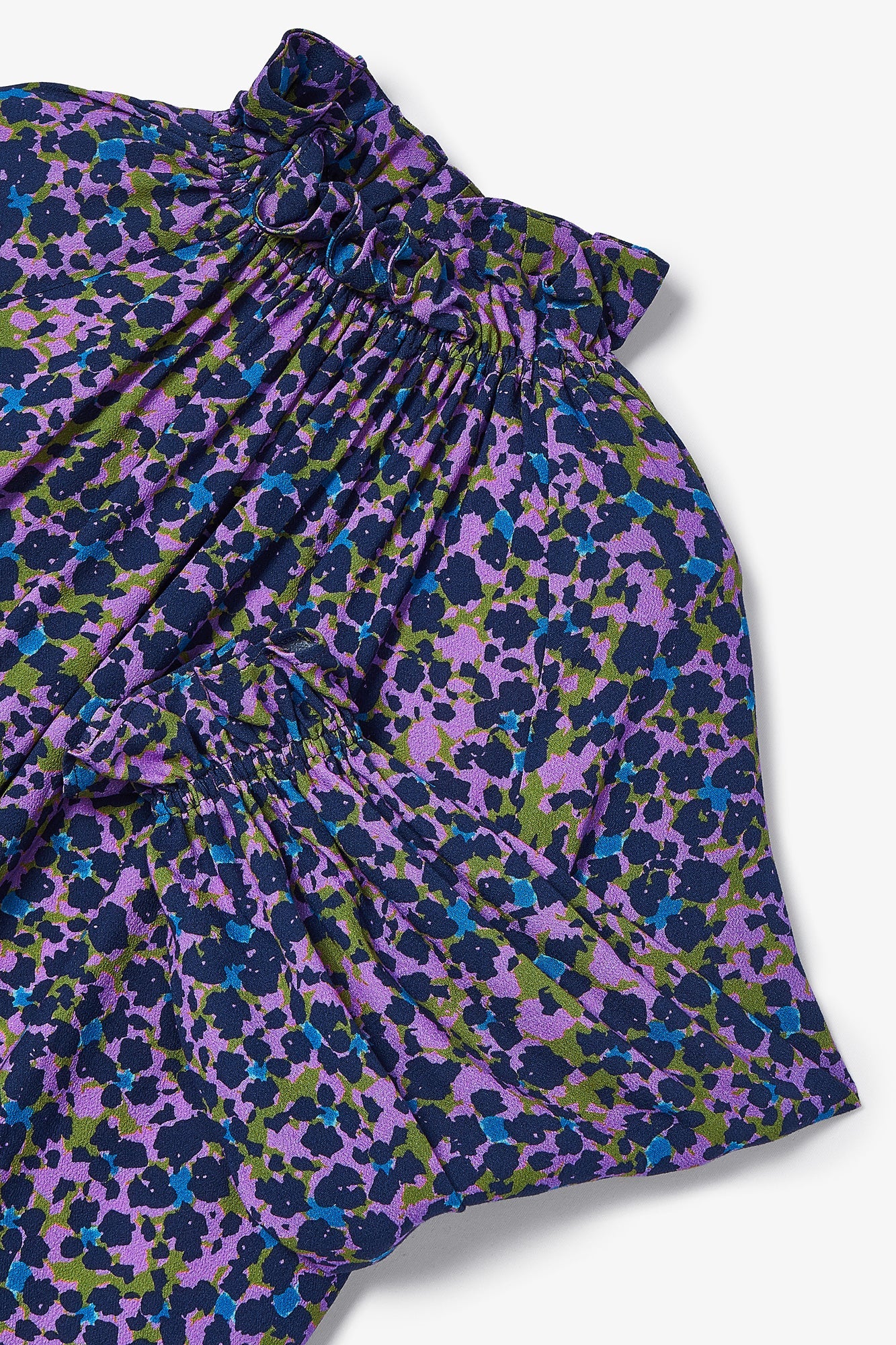 NAVY BLUE FLOWER SPOT GOLA BLOUSE