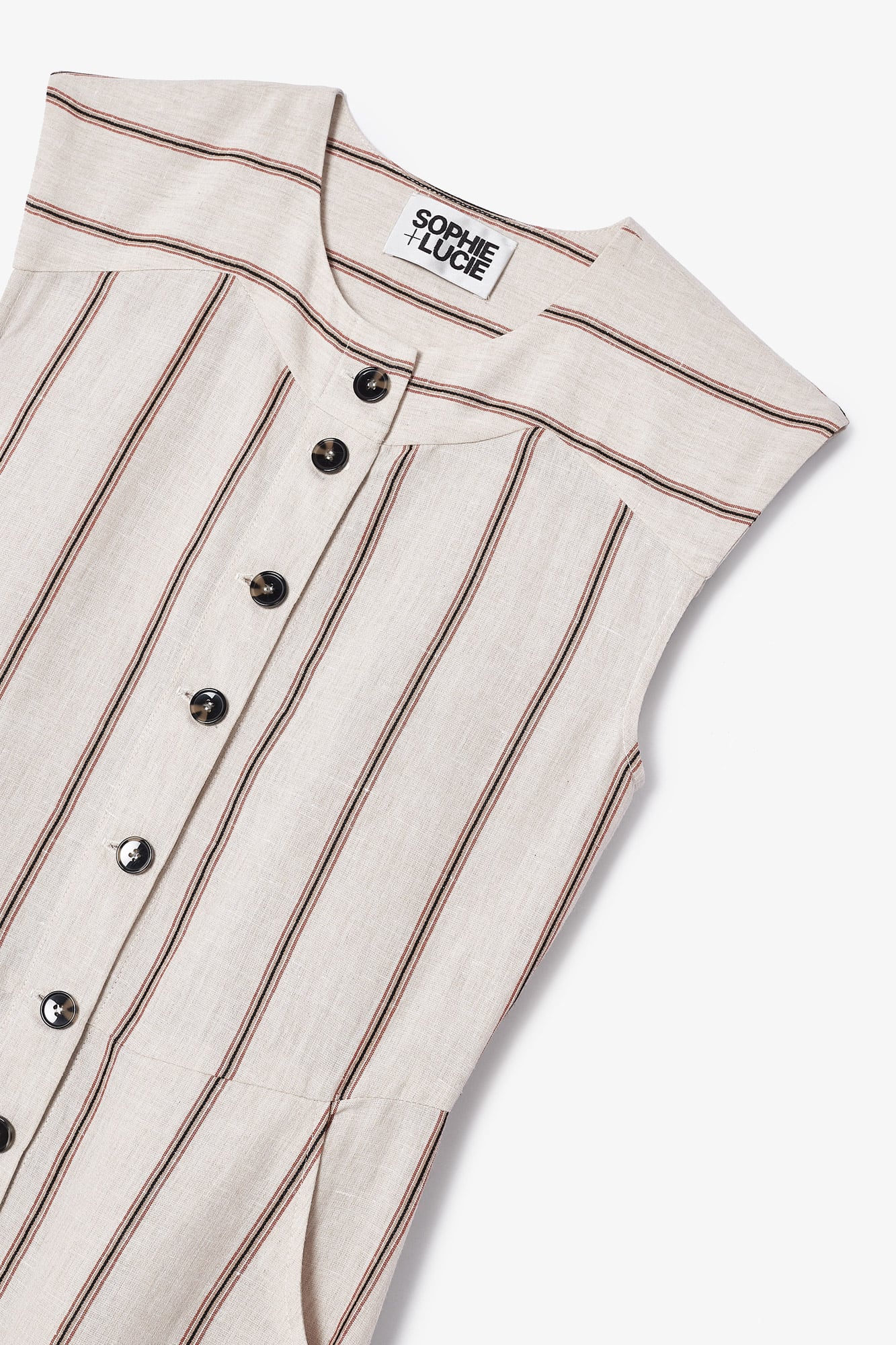 APRIL DRESS NATURAL LINEN STRIPES
