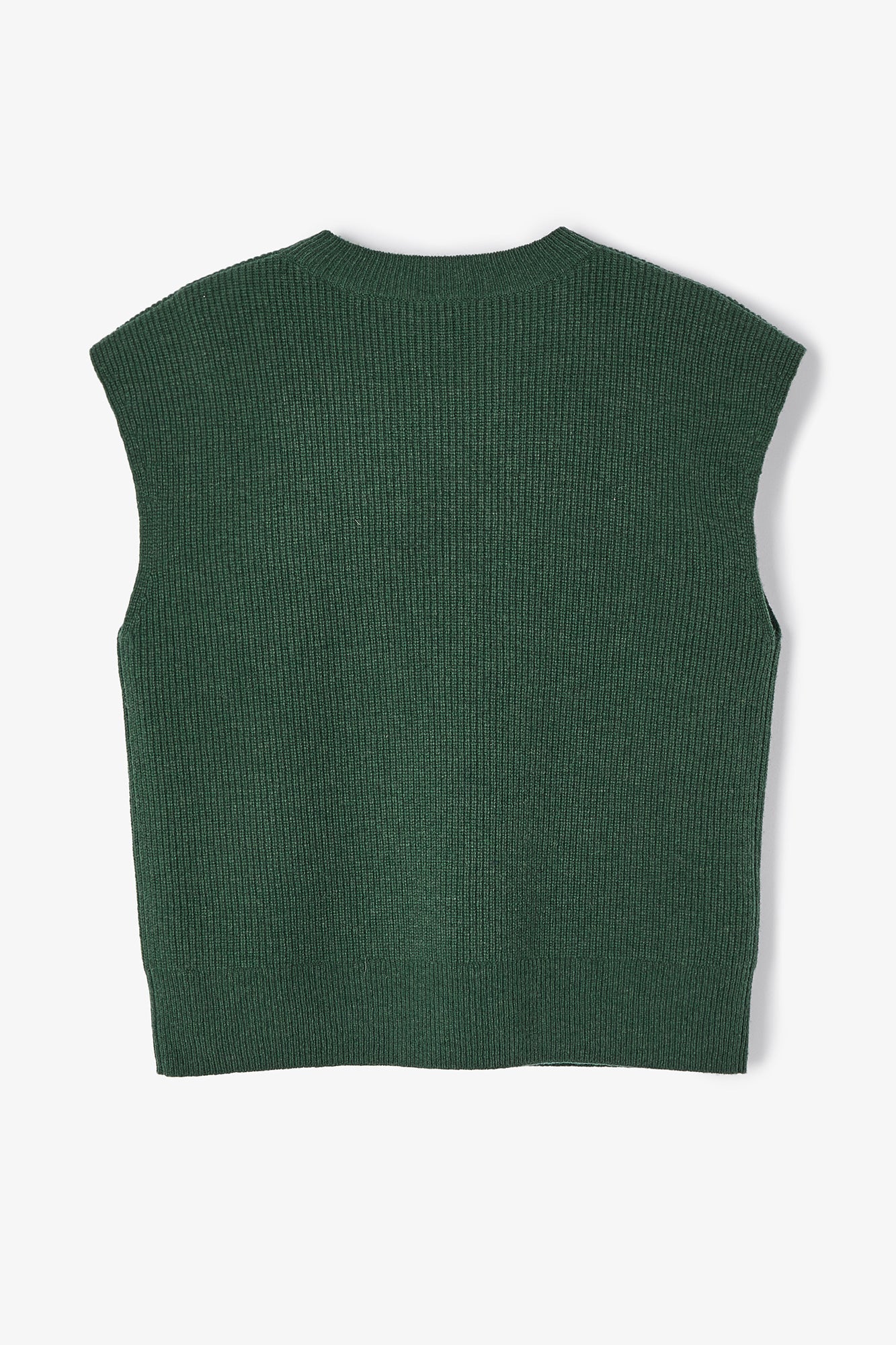 GREEN KNIT OPENWORK VEST