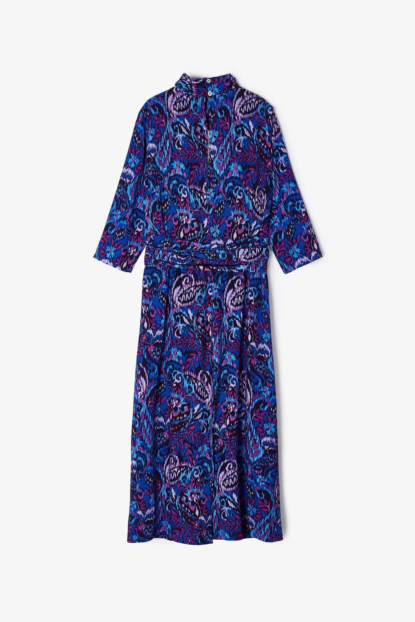 CLOTILDE DRESS WITH BLUE IKAT FLOWER