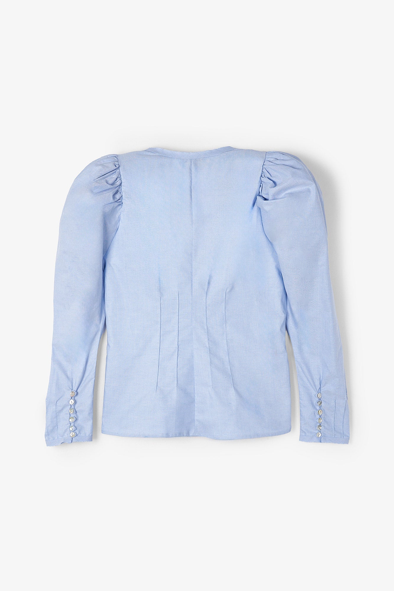 BLUE OXFORD LANTERN BLOUSE