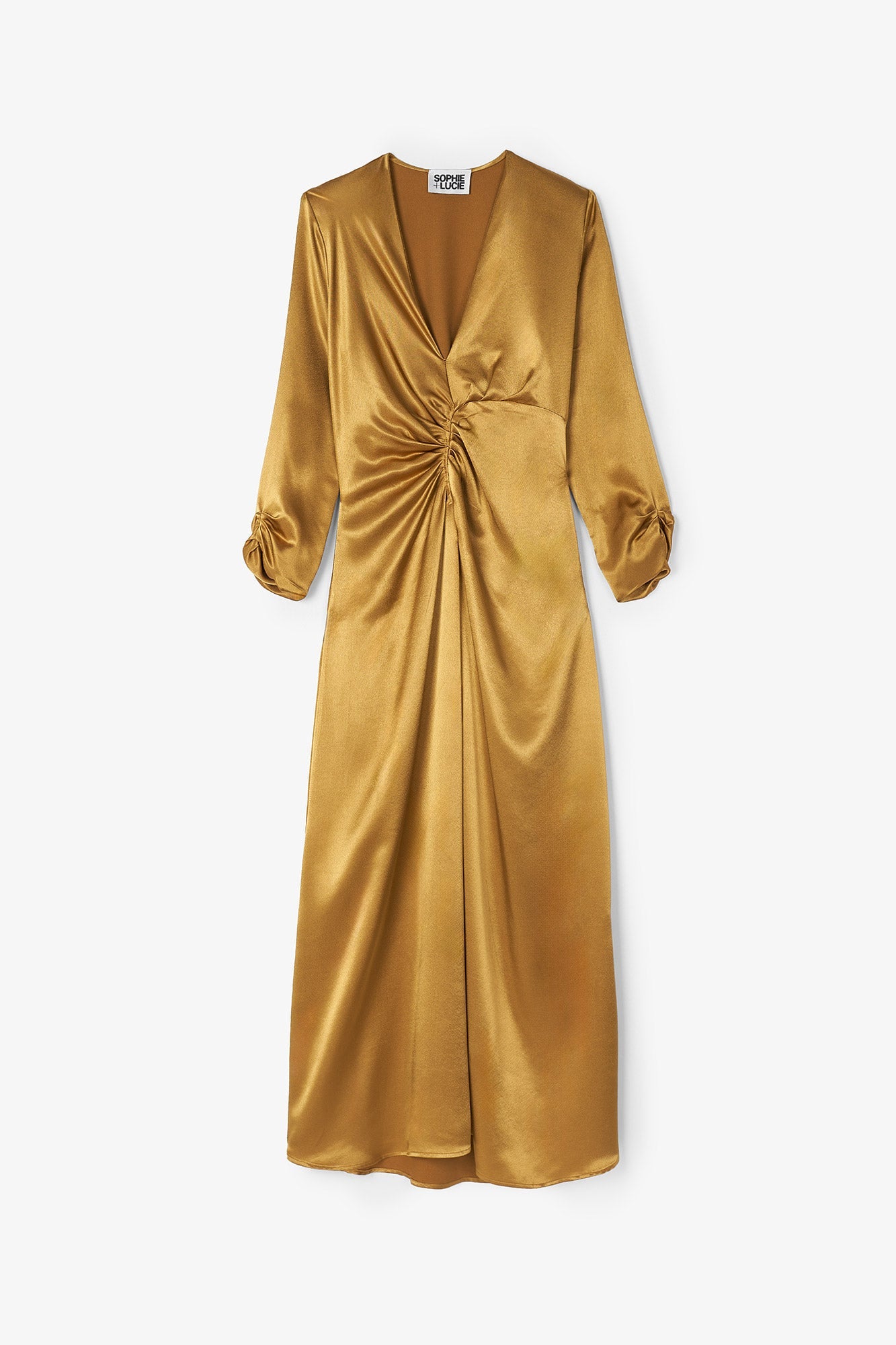 FERNANDA OCHRE SATIN DRESS
