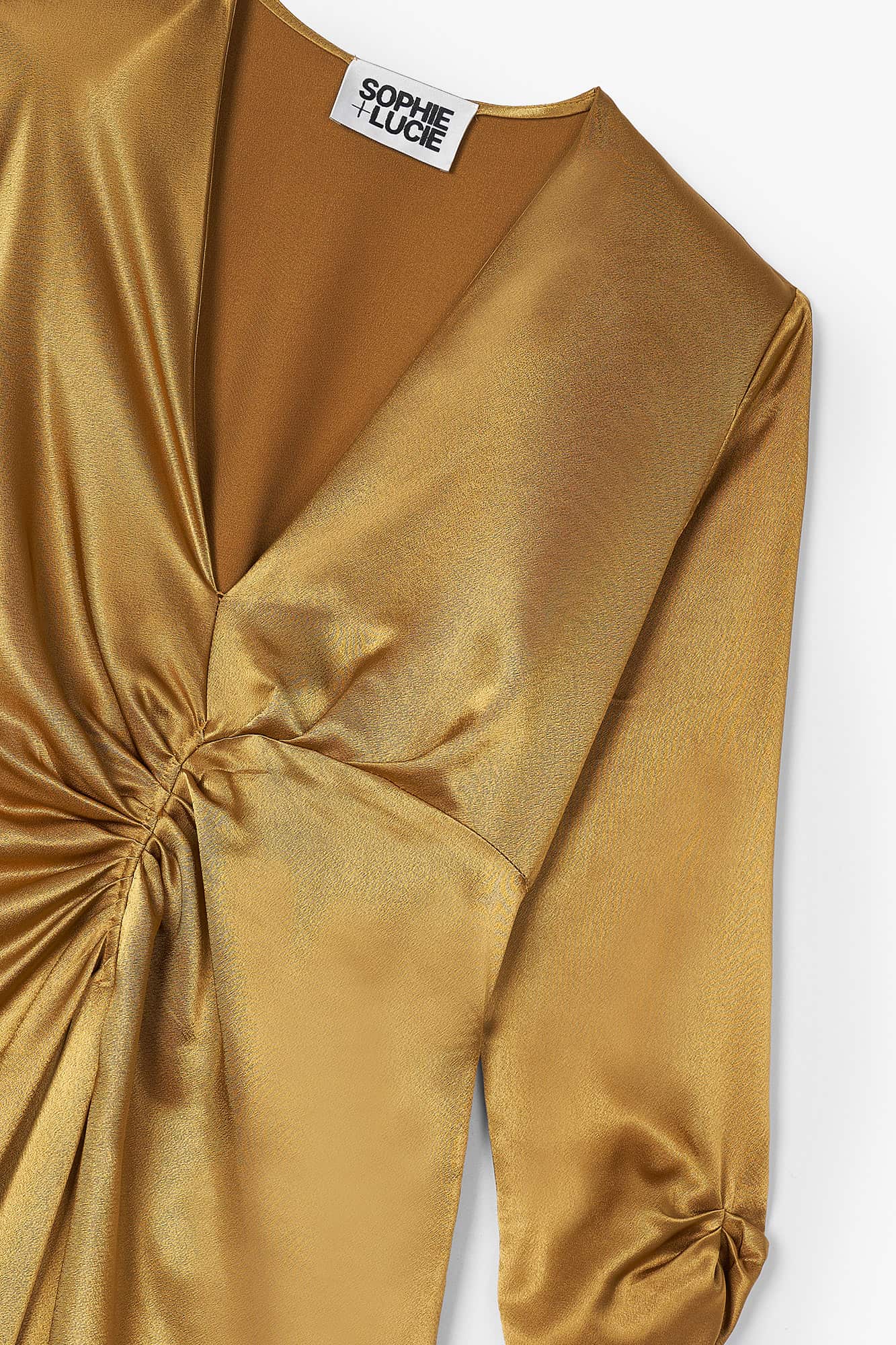 FERNANDA OCHRE SATIN DRESS