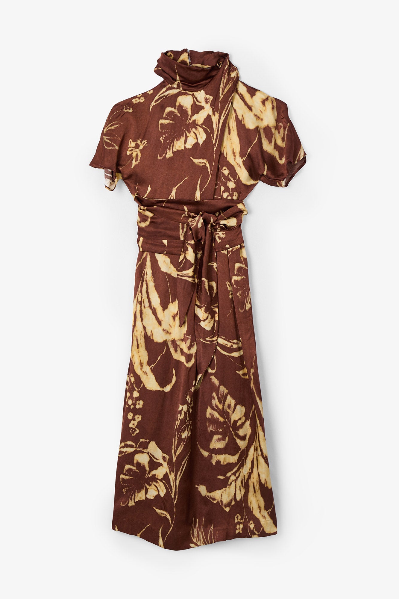 BROWN POSITIONAL SHOULDER DRESS