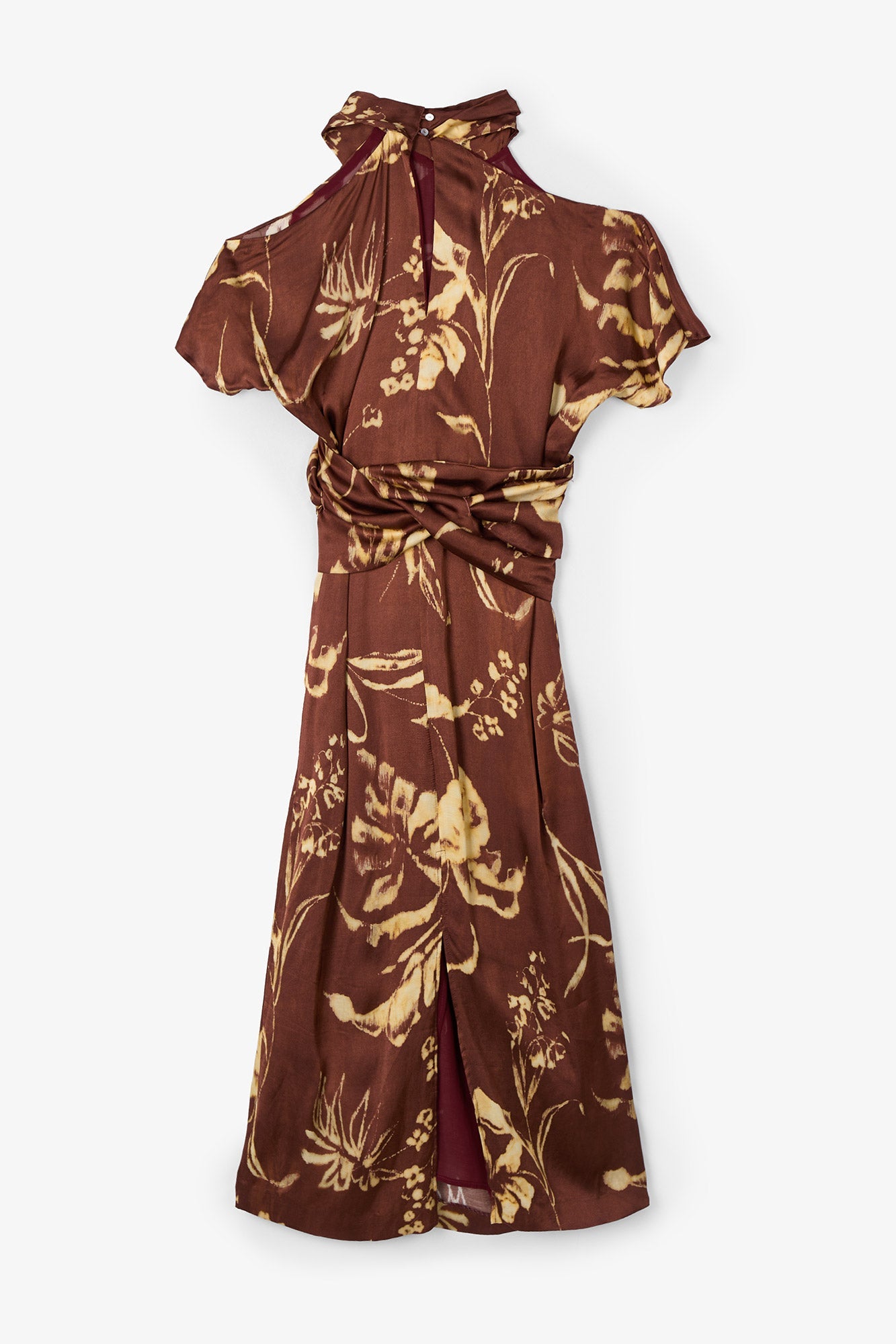 BROWN POSITIONAL SHOULDER DRESS