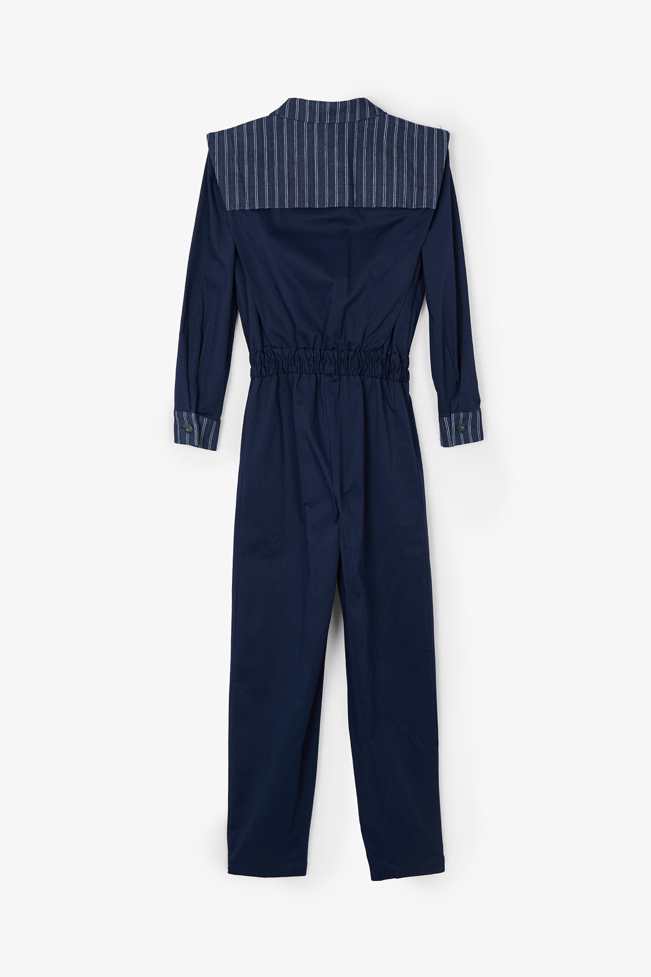 BLUE DENIM STRIPED FONTI JUMPSUIT