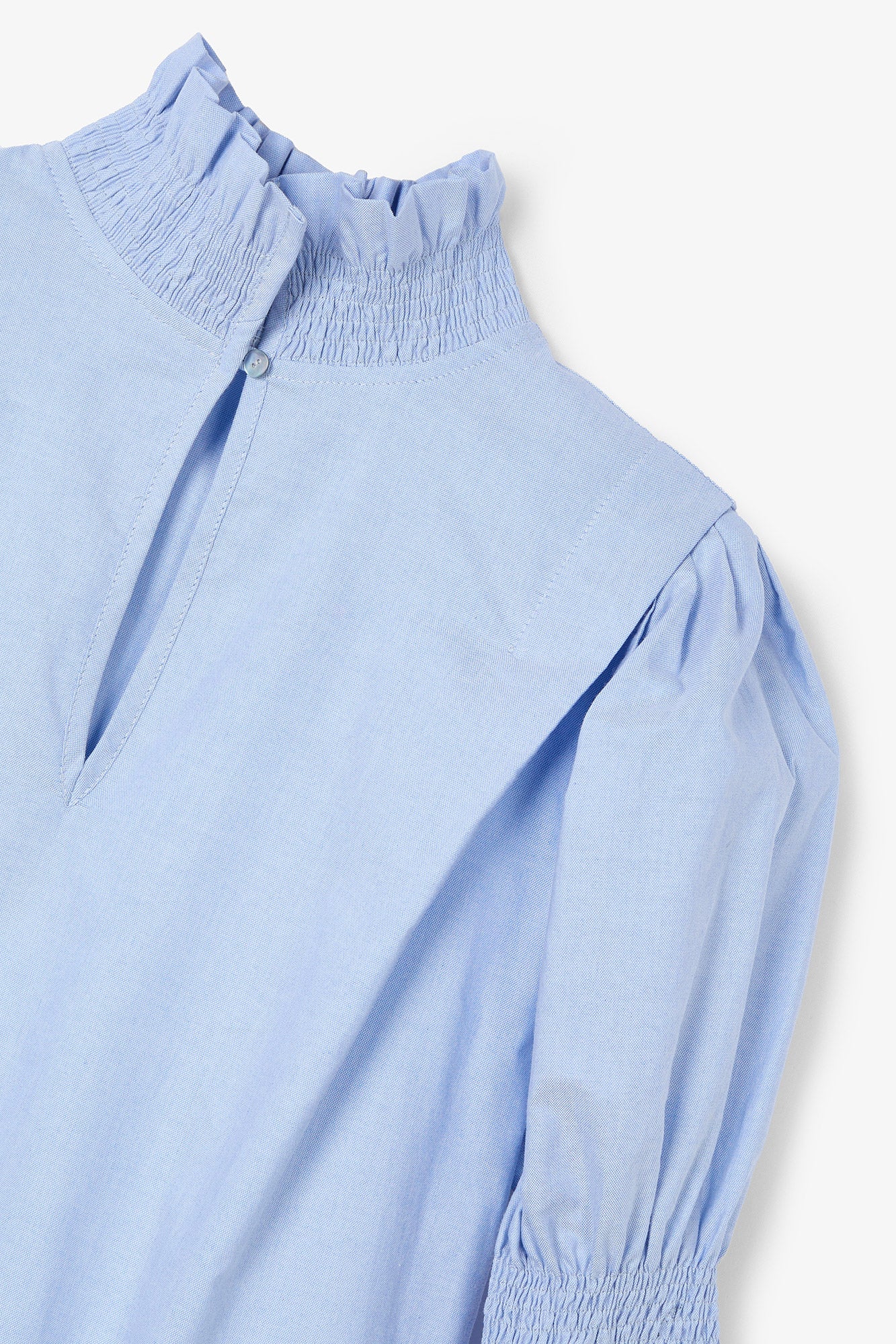 BLUE OXFORD DROP BLOUSE