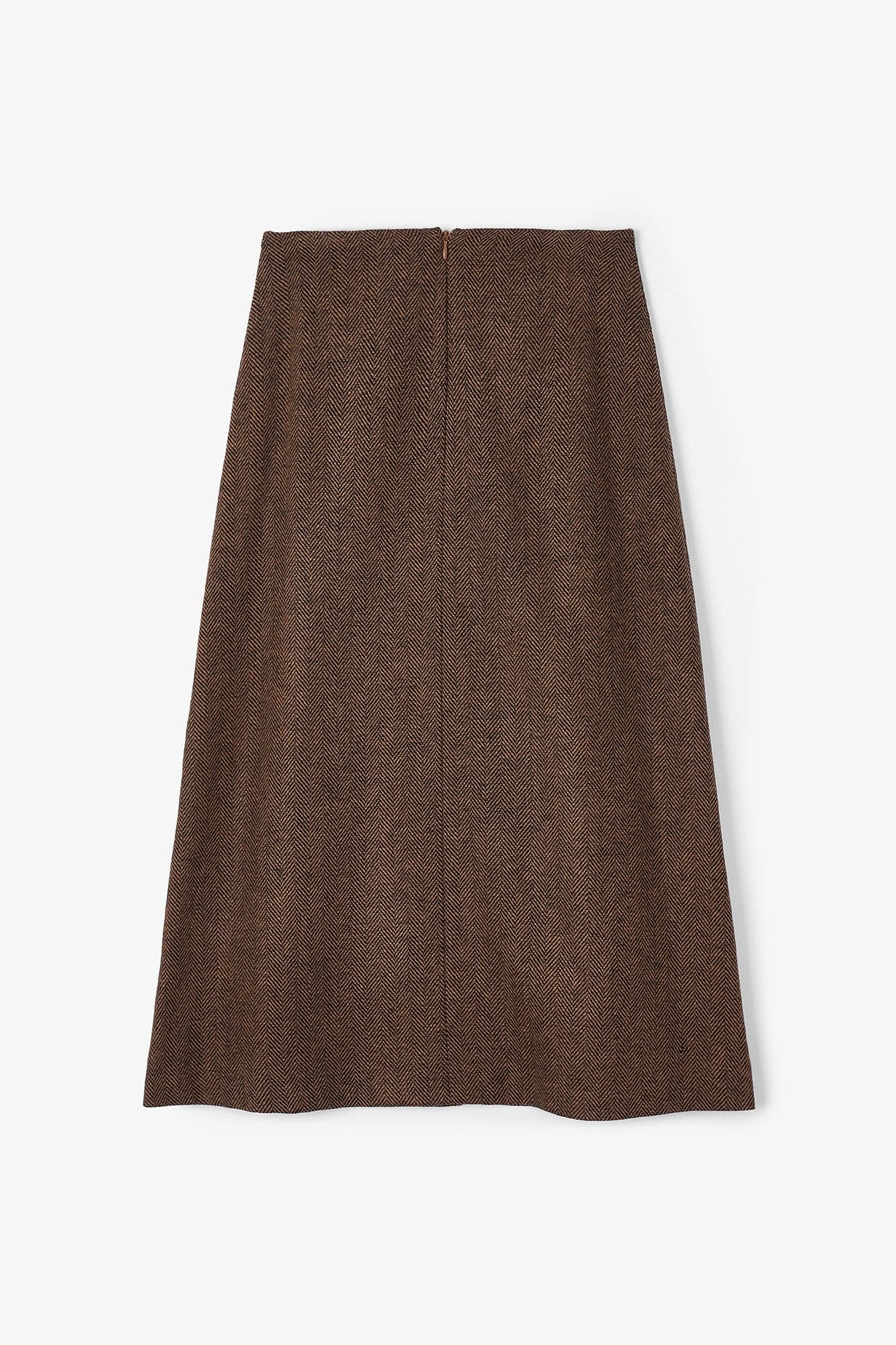 SARA CAMEL HERRINGBONE SKIRT