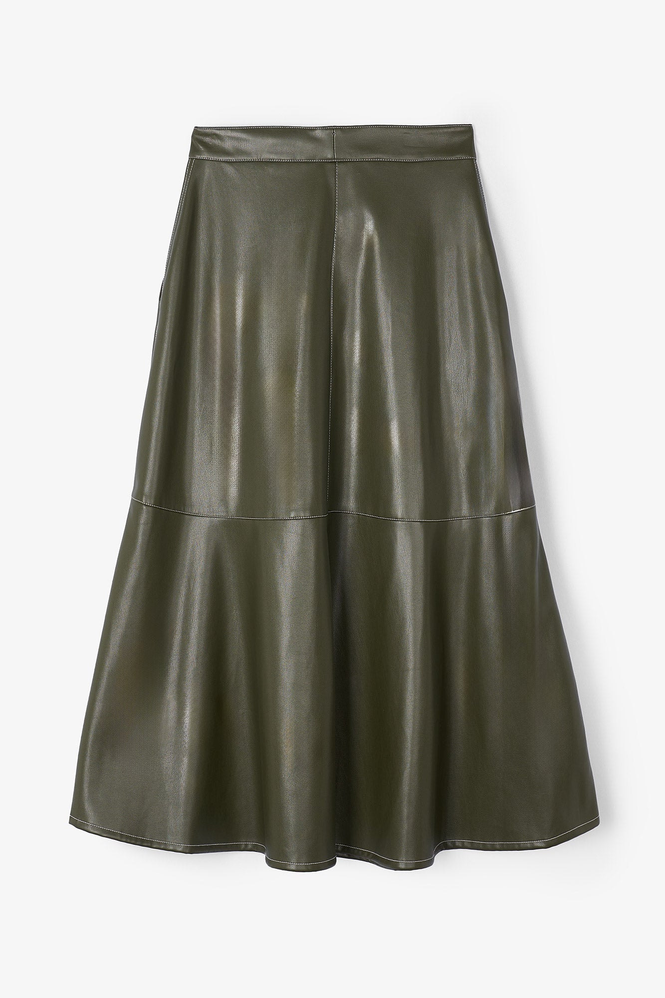 SOFIA KHAKI ECO-LEATHER SKIRT