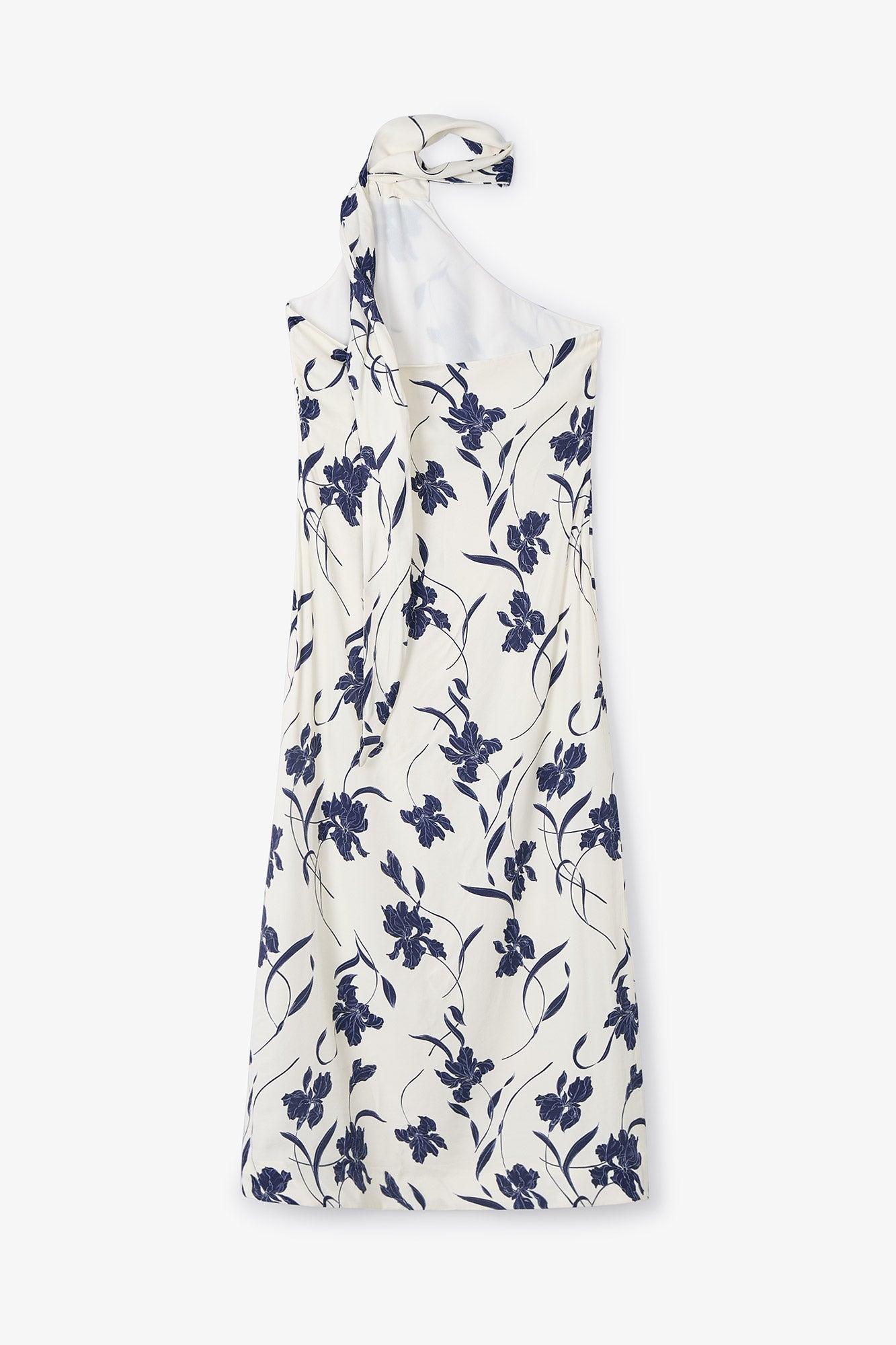 NAVY ORCHID HALTER DRESS