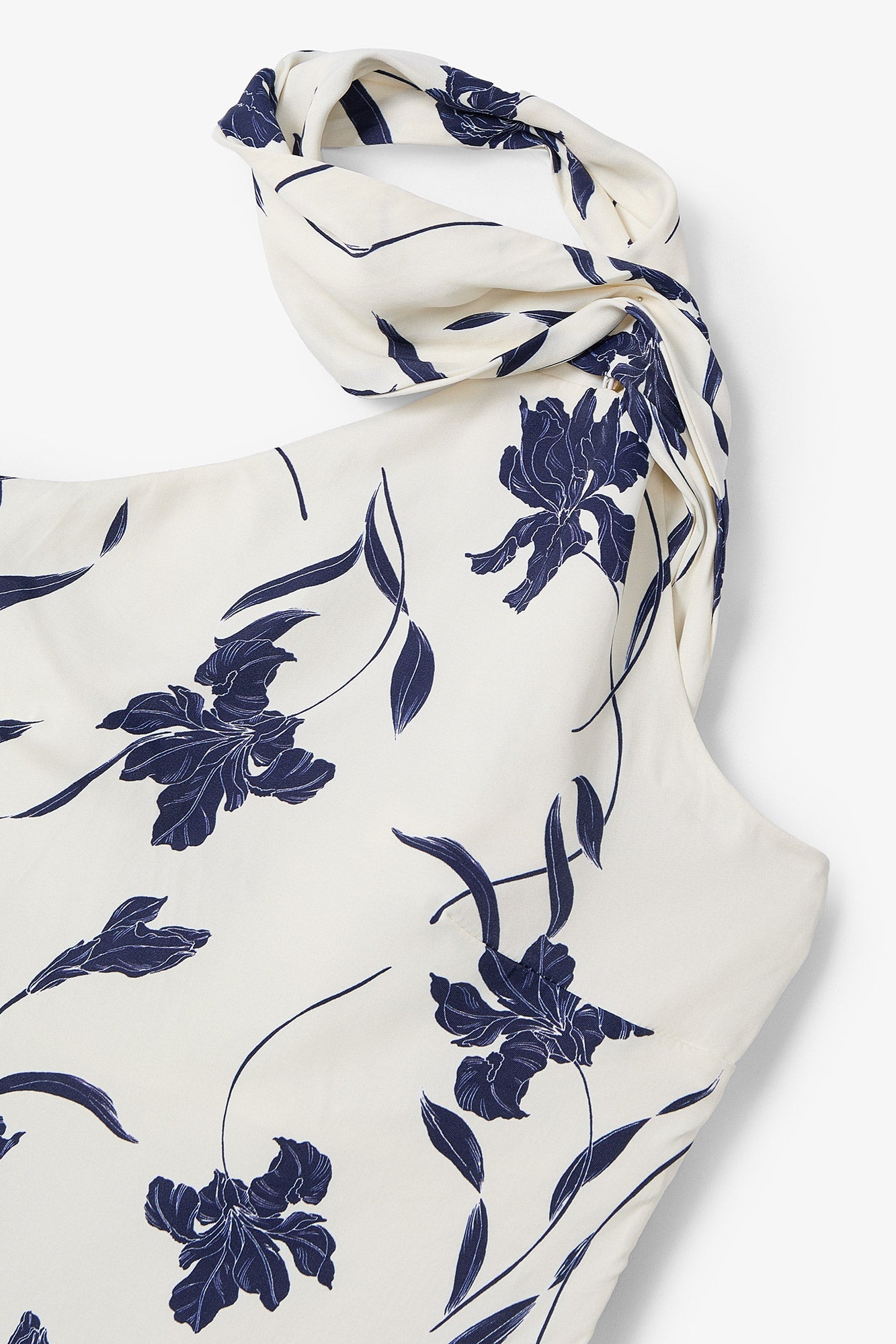 NAVY ORCHID HALTER DRESS