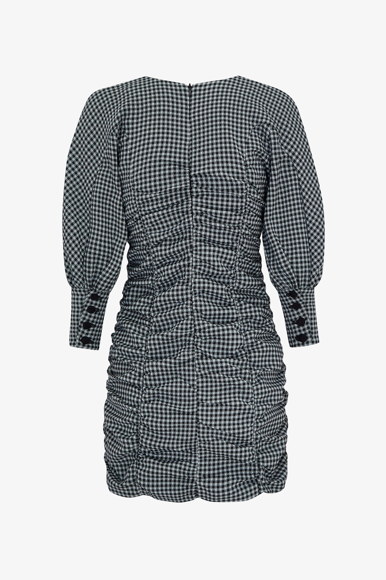 GREY VICHY GATHERED DRESS