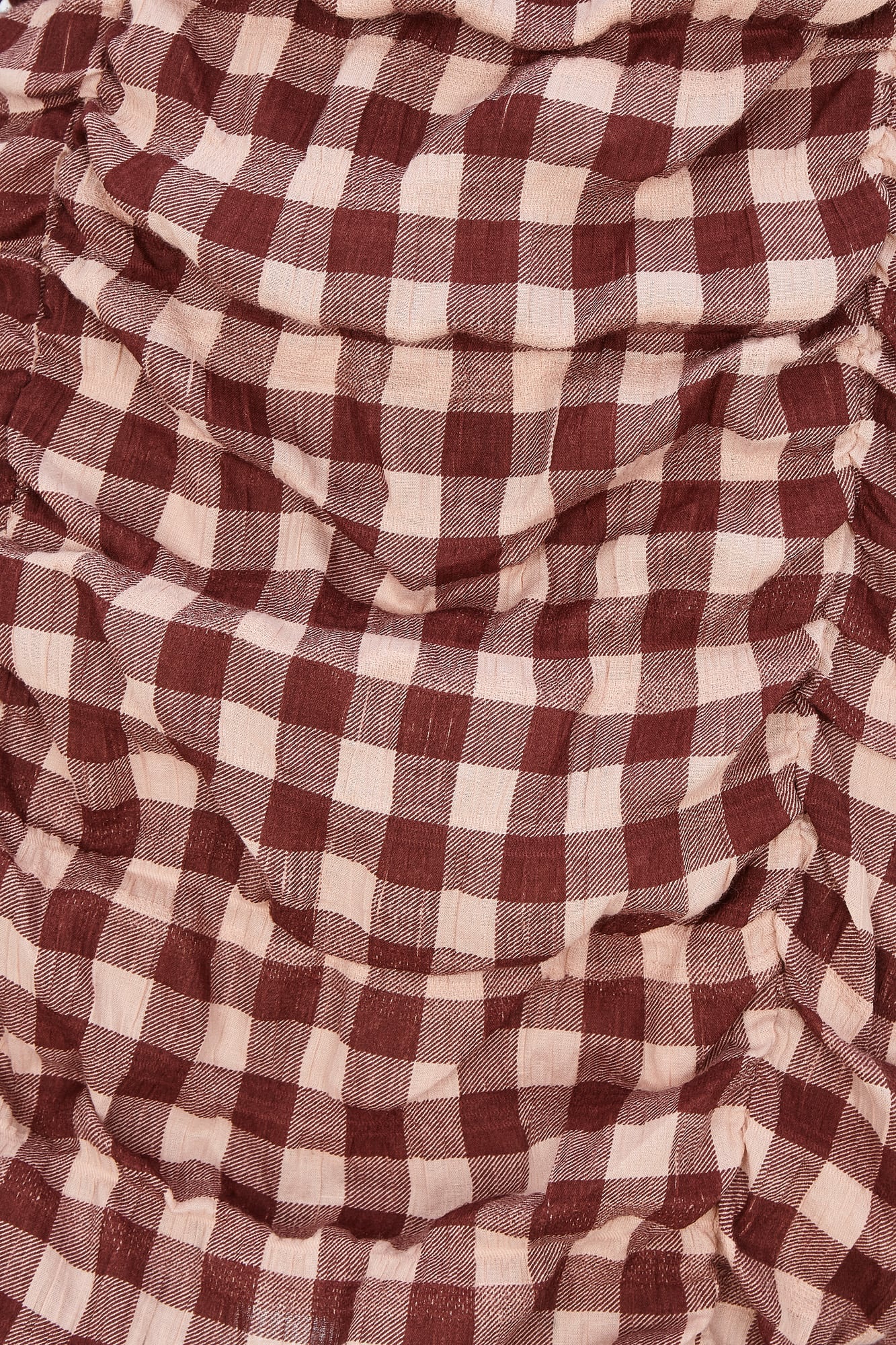 VICHY-WAFFLE GATHERED DRESS