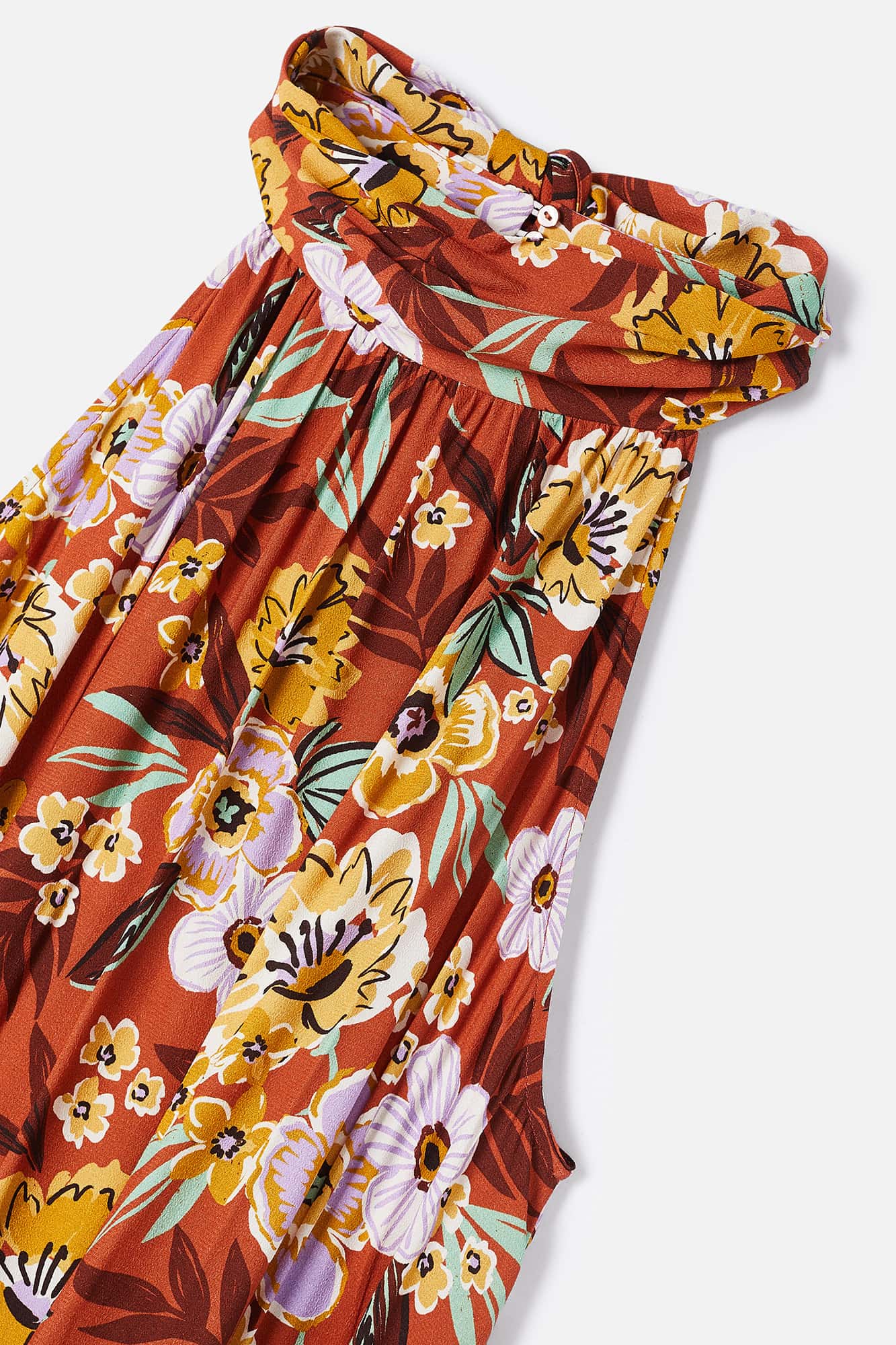WATERCOLOR FLOWER HALTER DRESS