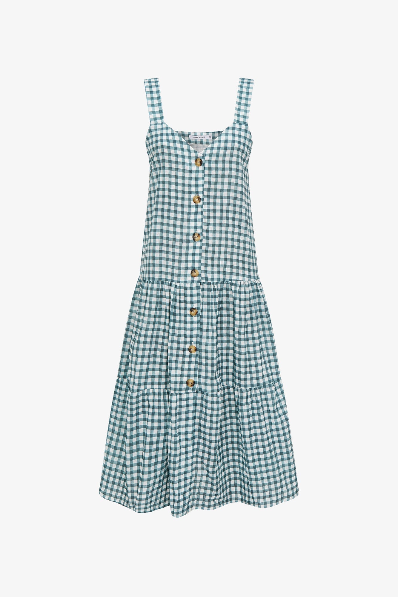 COBALT VICHY BUTTONED DRESS